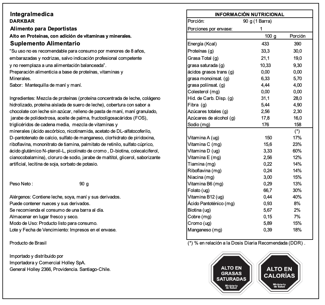 Barra de proteina Darkness - Peanut Butter Almendras (8 unidades)-3