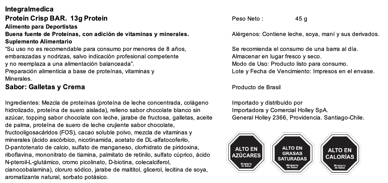 Barra de proteina Integralmedica - Cookies & Cream (12 unidades)-5