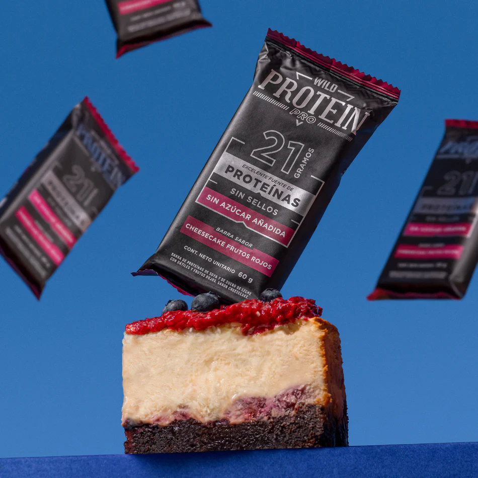 Barras de proteina Wild Protein Pro - Cheesecake Frutos Rojos (4 unidades)-2