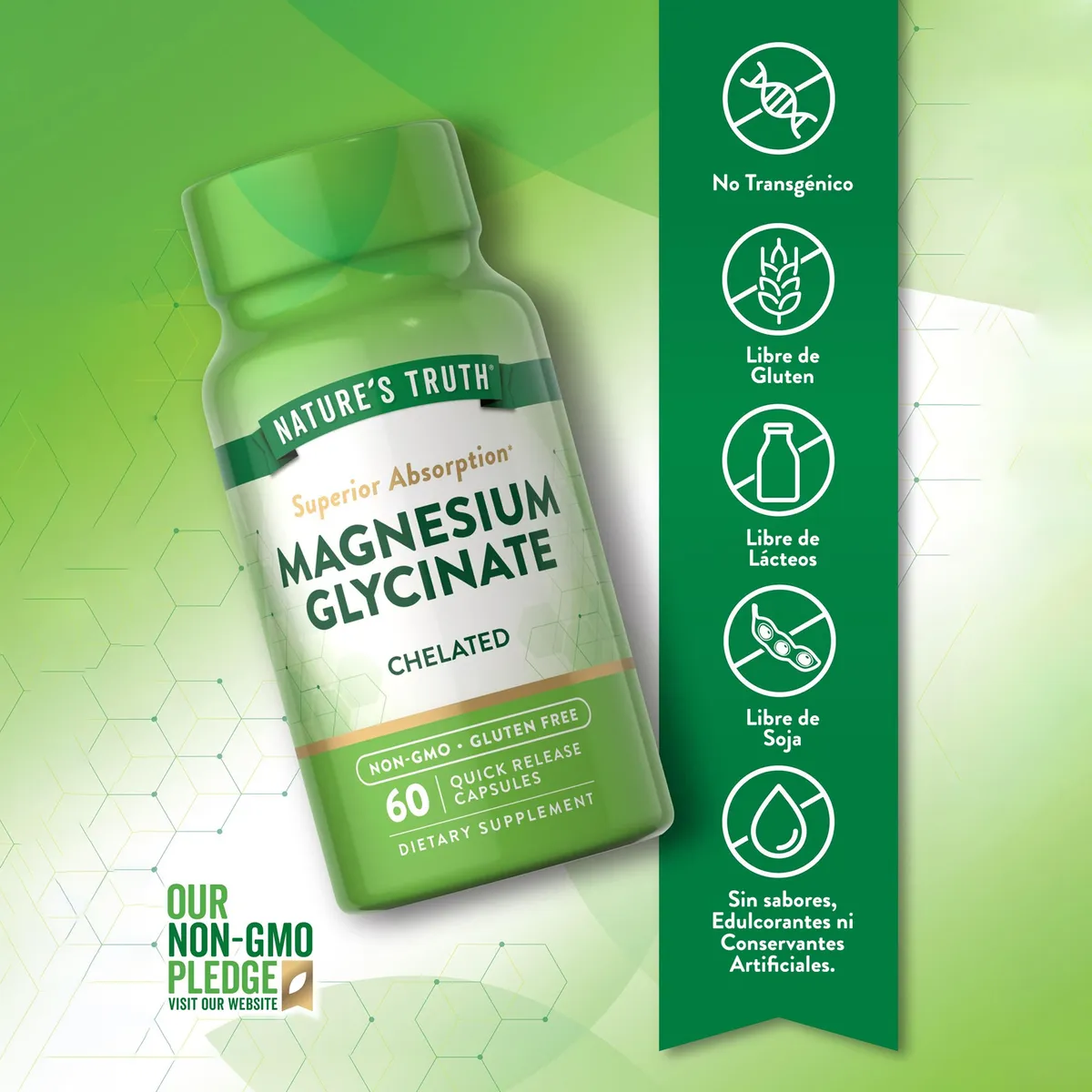 Magnesio Glicinato Natures Truth - Magnesium Glycinate 200 mg (60 cápsulas)-3
