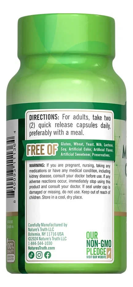 Magnesio Glicinato Natures Truth - Magnesium Glycinate 200 mg (60 cápsulas)-5