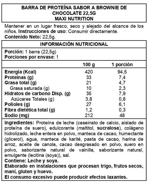 Barra de proteina Maxi Nutrition - Chocolate Brownie (15 unidades)-6