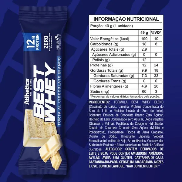 Barra de proteina Atlhetica Nutrition - Torta de Chocolate Blanco (12 unidades)-3