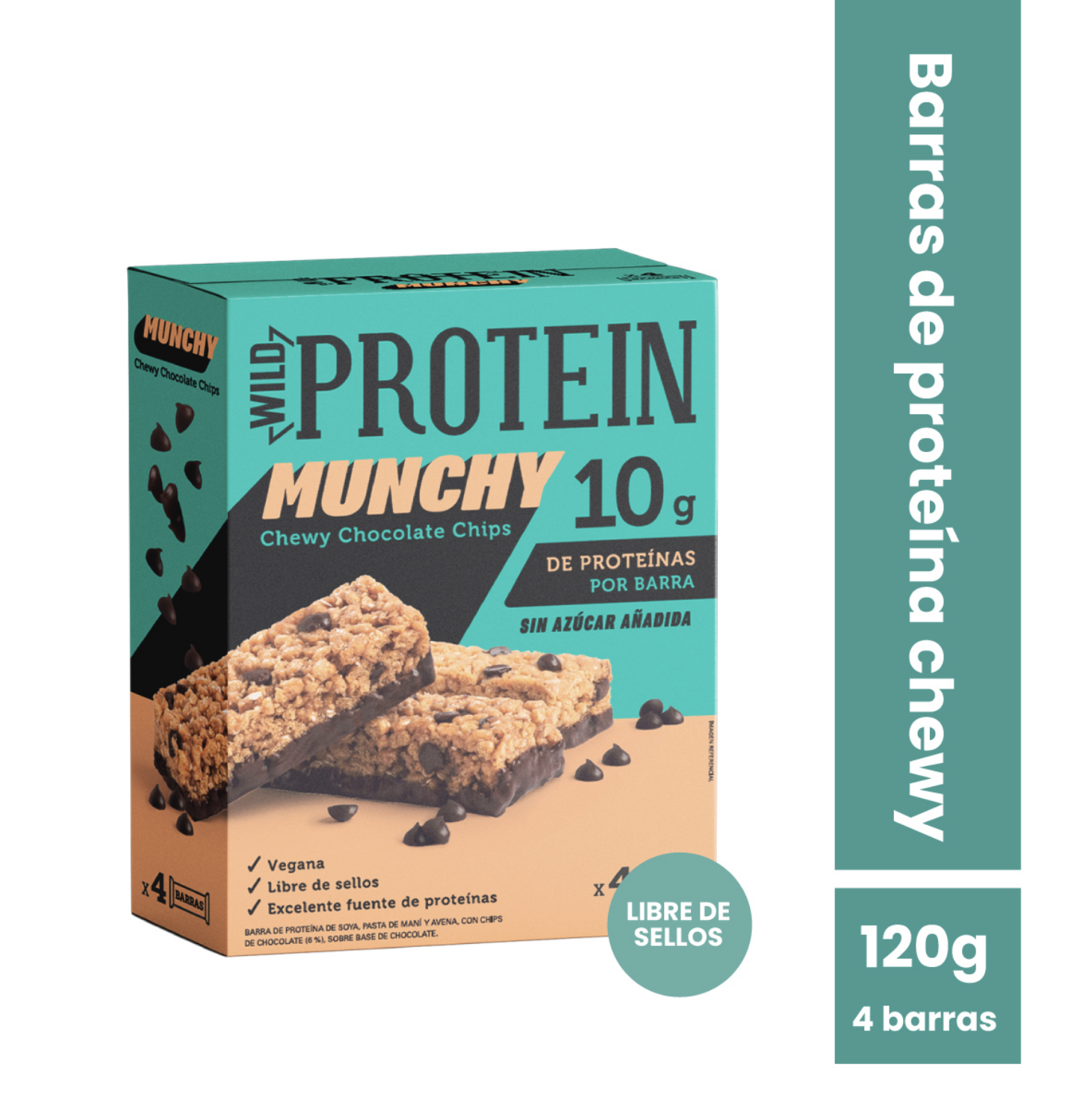 Barra de proteina Wild Protein - Munchy Chocolate Chips (4 unidades)-0