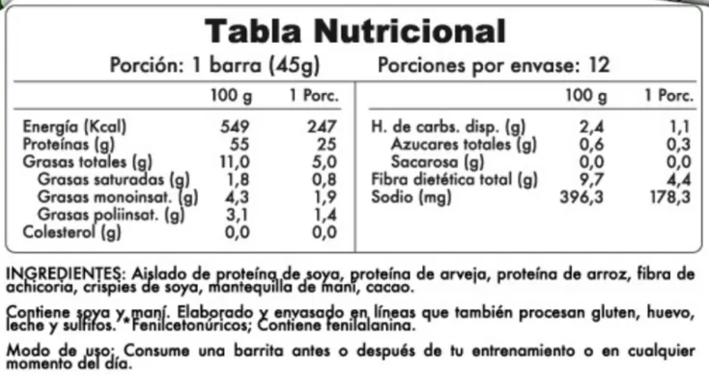 Barra de proteina Winkler Nutrition - Vegan Peanut Butter (12 unidades)-3