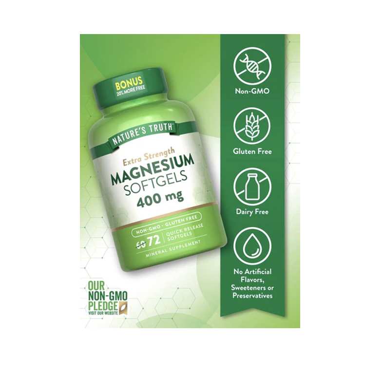 Magnesio Natures Truth - Magnesium 400 mg (72 cápsulas)-2