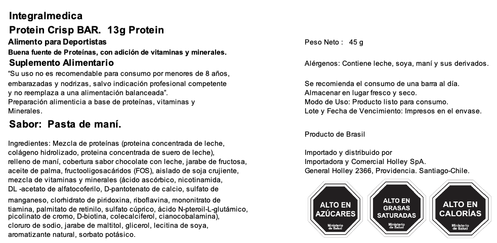 Barra de proteina Integralmedica - Peanut Butter (12 unidades)-5