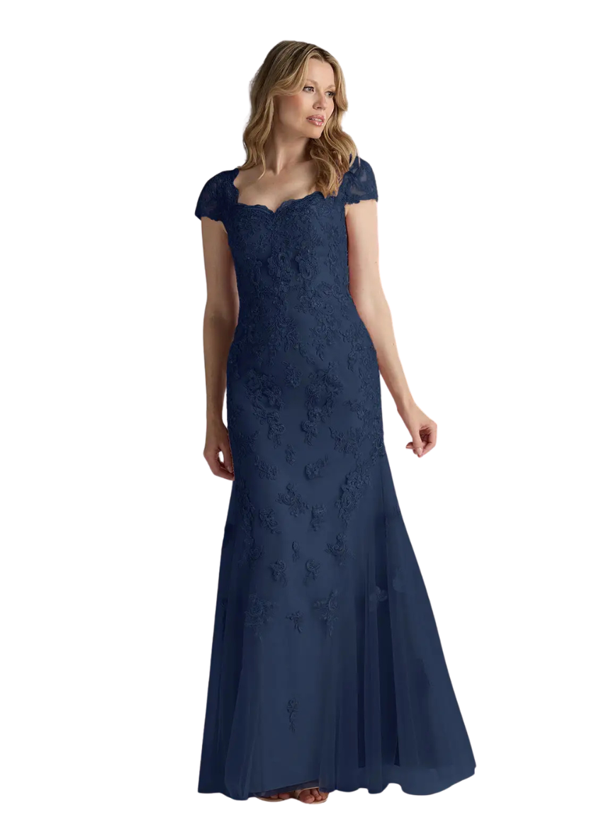 vestido de fiesta de encaje corte sirena-0