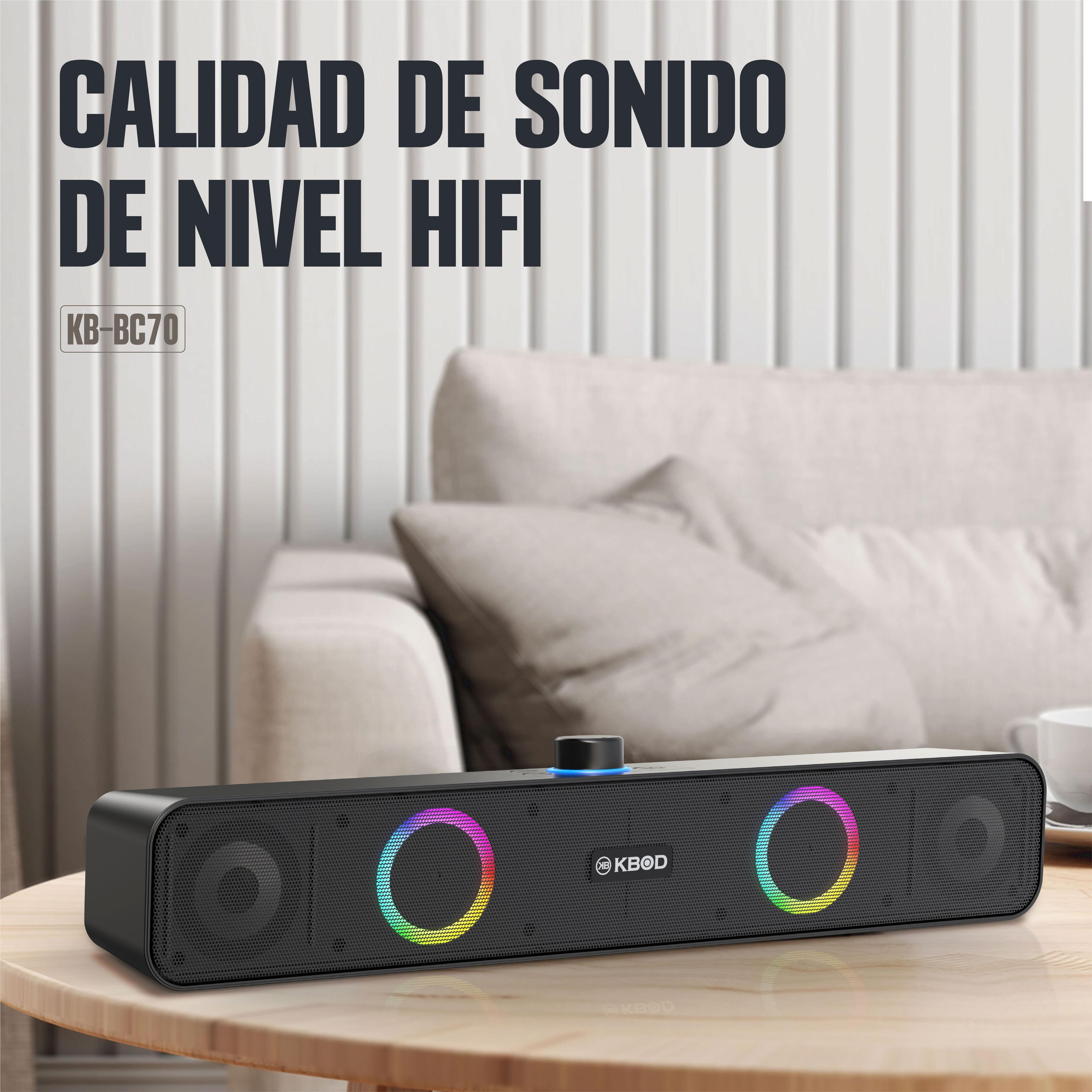 Parlante Bluetooth Soundbar TWS Gamer Kbod BC70 10w Con Luz Rgb Negro-3