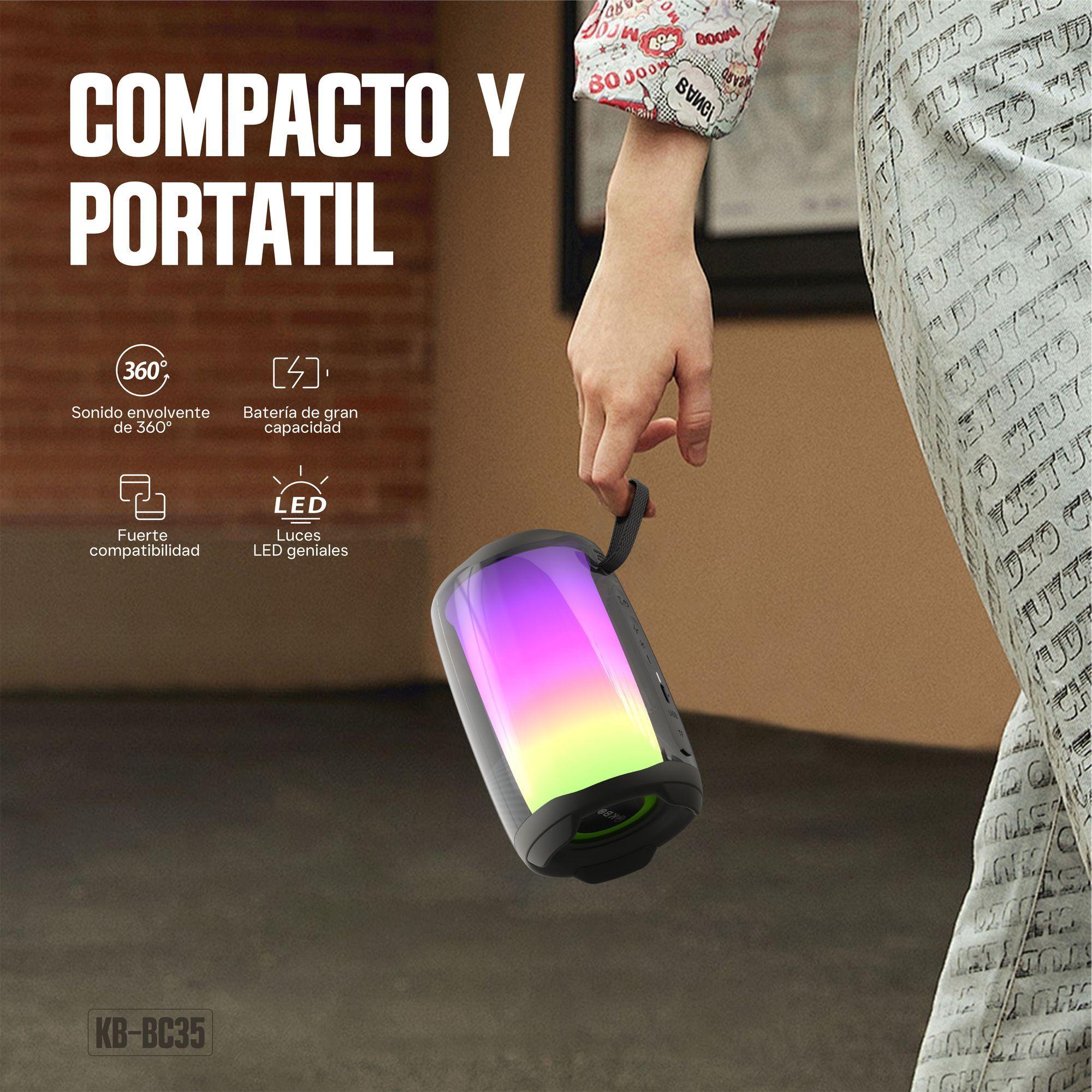 Parlante Inalambrico Bluetooth Pulse Mini Kbod KB BC35 Sonido 360 Luz RGB-2