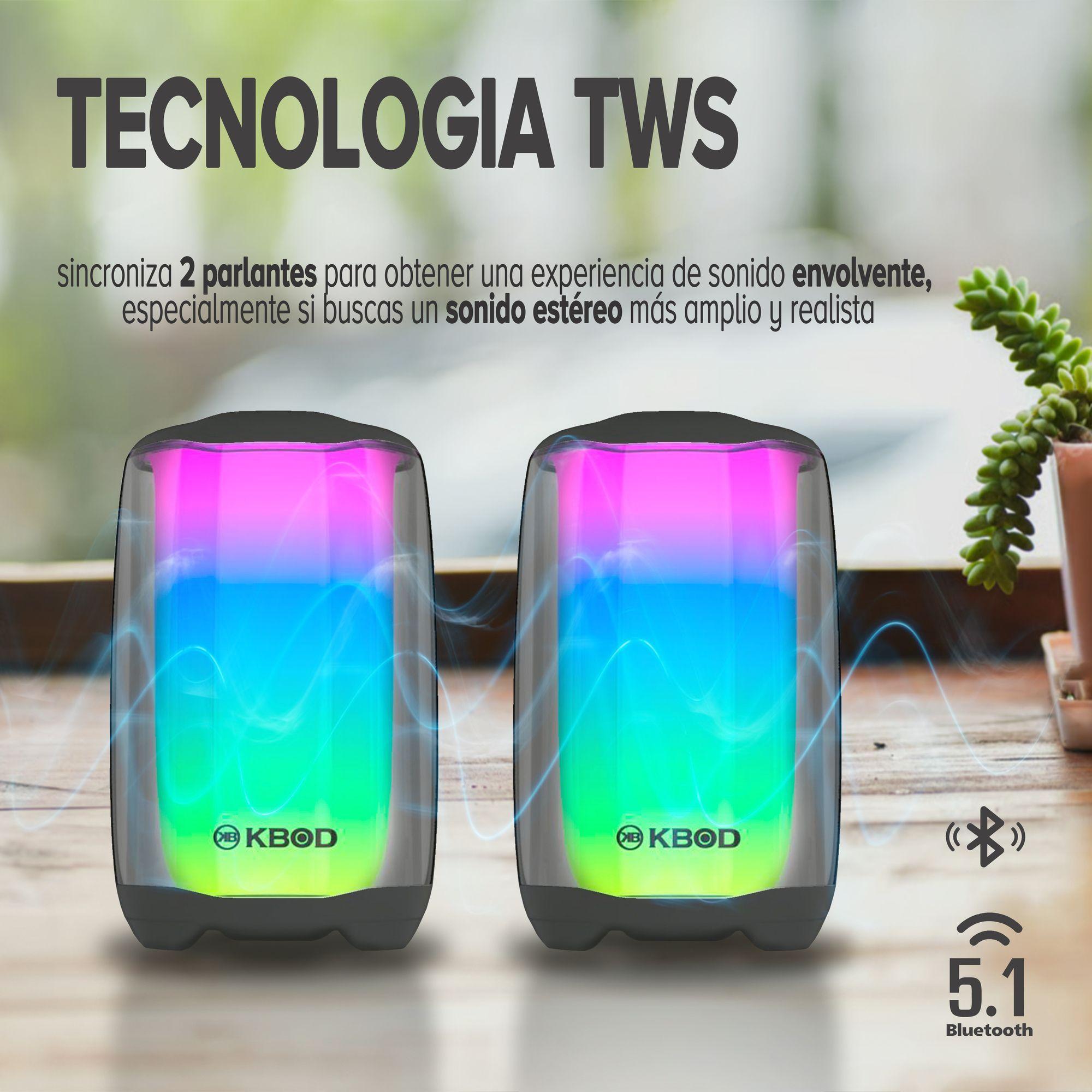 Parlante Inalambrico Bluetooth Pulse Mini Kbod KB BC35 Sonido 360 Luz RGB-4