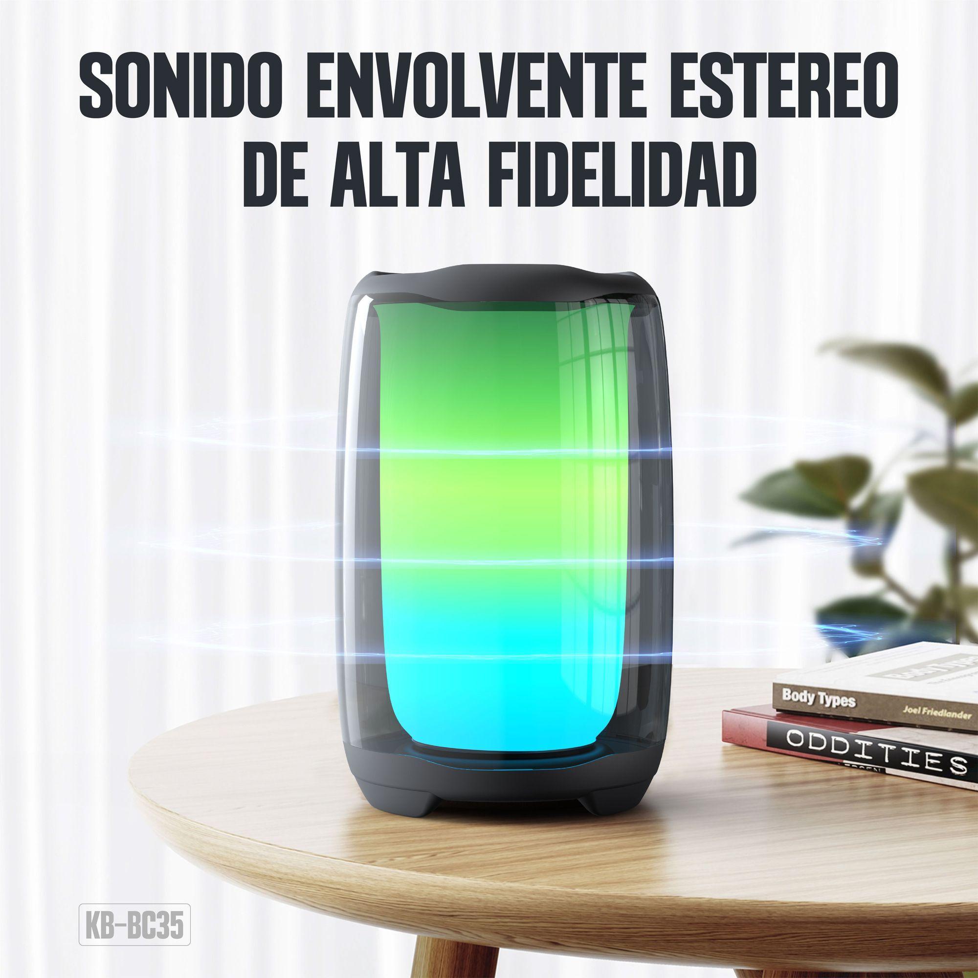 Parlante Inalambrico Bluetooth Pulse Mini Kbod KB BC35 Sonido 360 Luz RGB-5