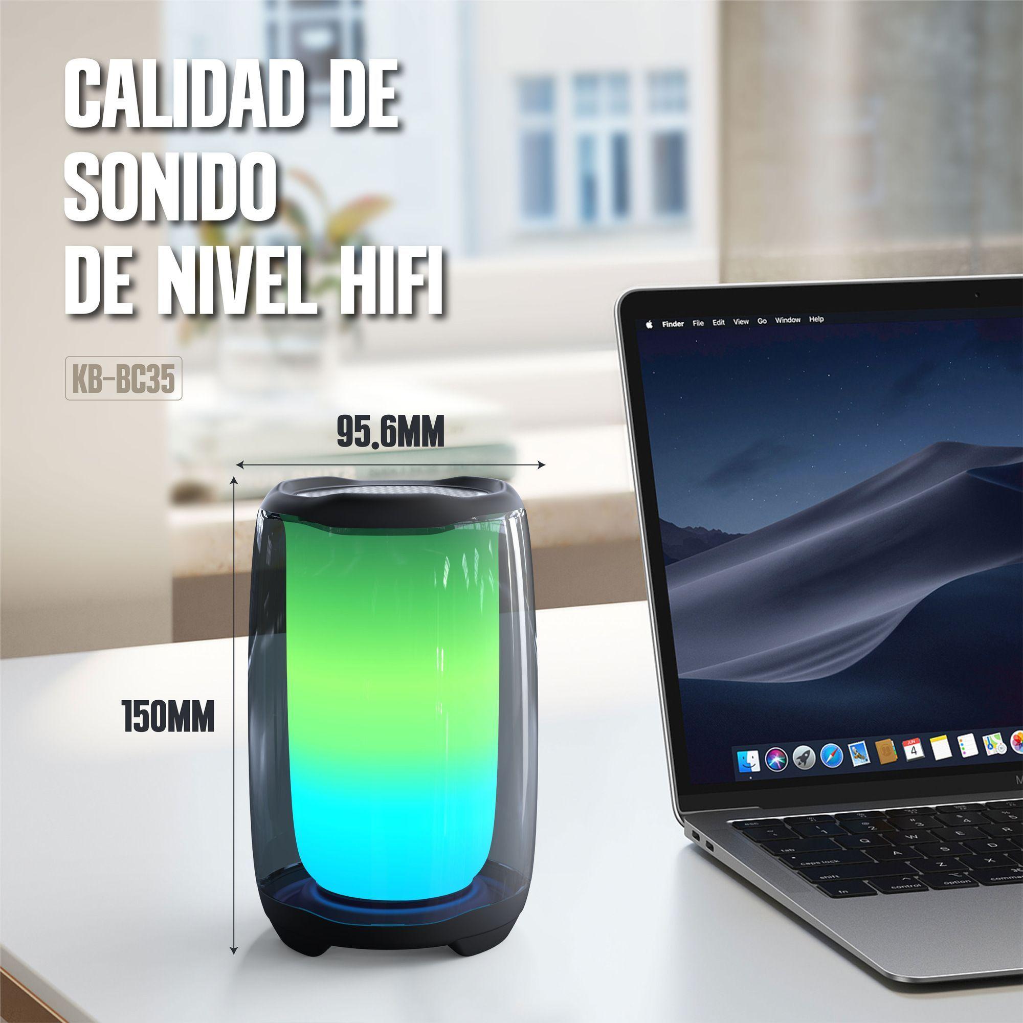 Parlante Inalambrico Bluetooth Pulse Mini Kbod KB BC35 Sonido 360 Luz RGB-6