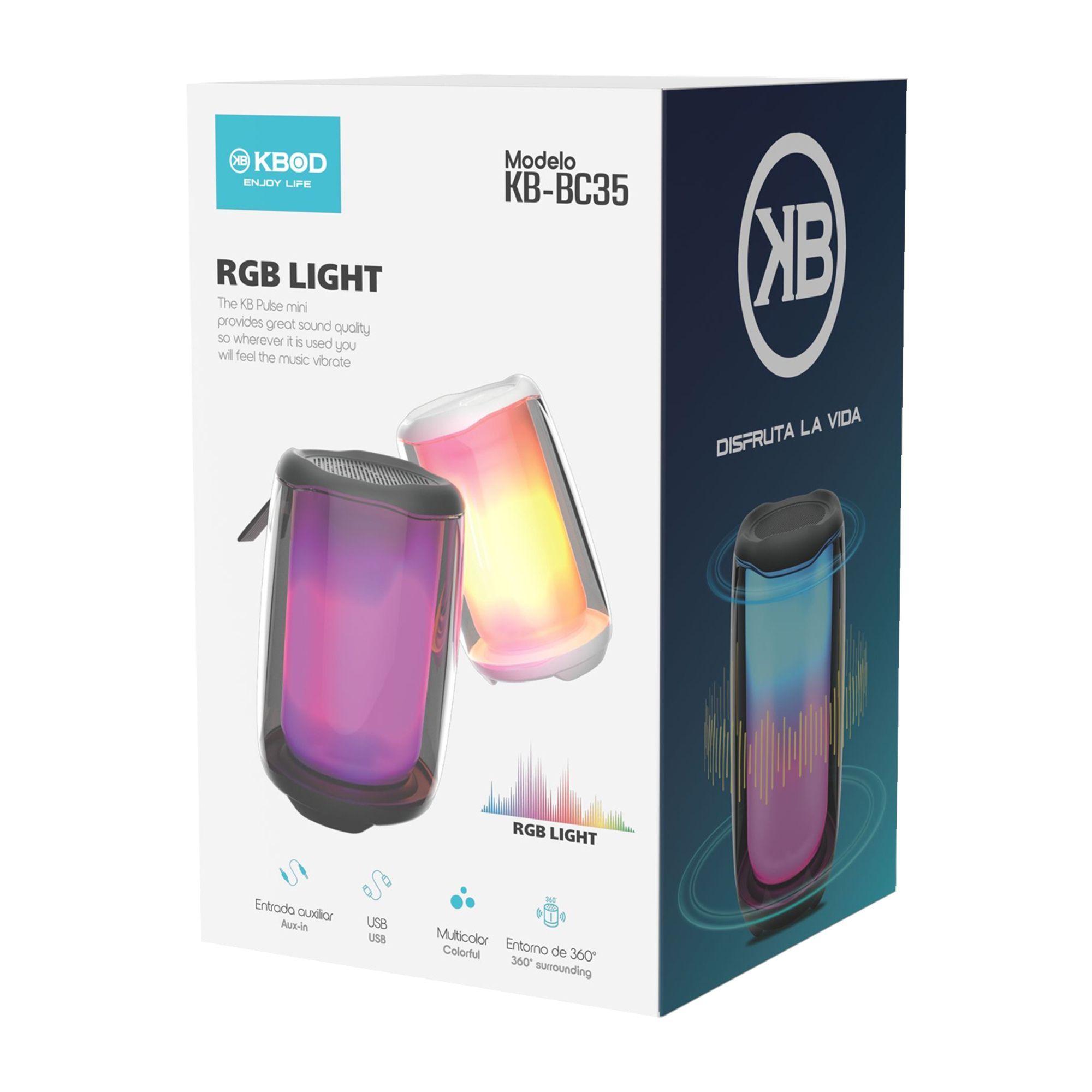 Parlante Inalambrico Bluetooth Pulse Mini Kbod KB BC35 Sonido 360 Luz RGB-7