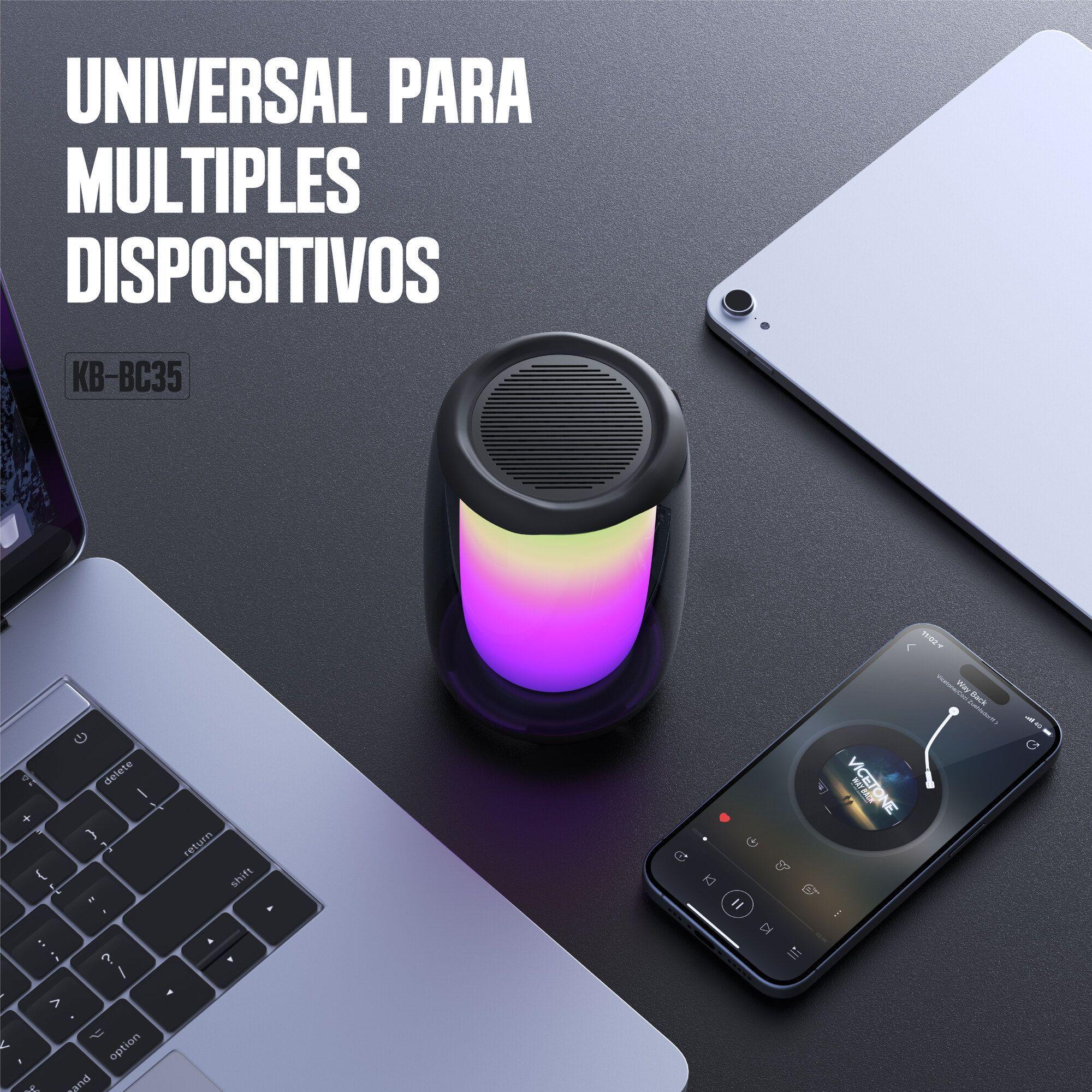 Parlante Inalambrico Bluetooth Pulse Mini Kbod KB BC35 Sonido 360 Luz RGB-9