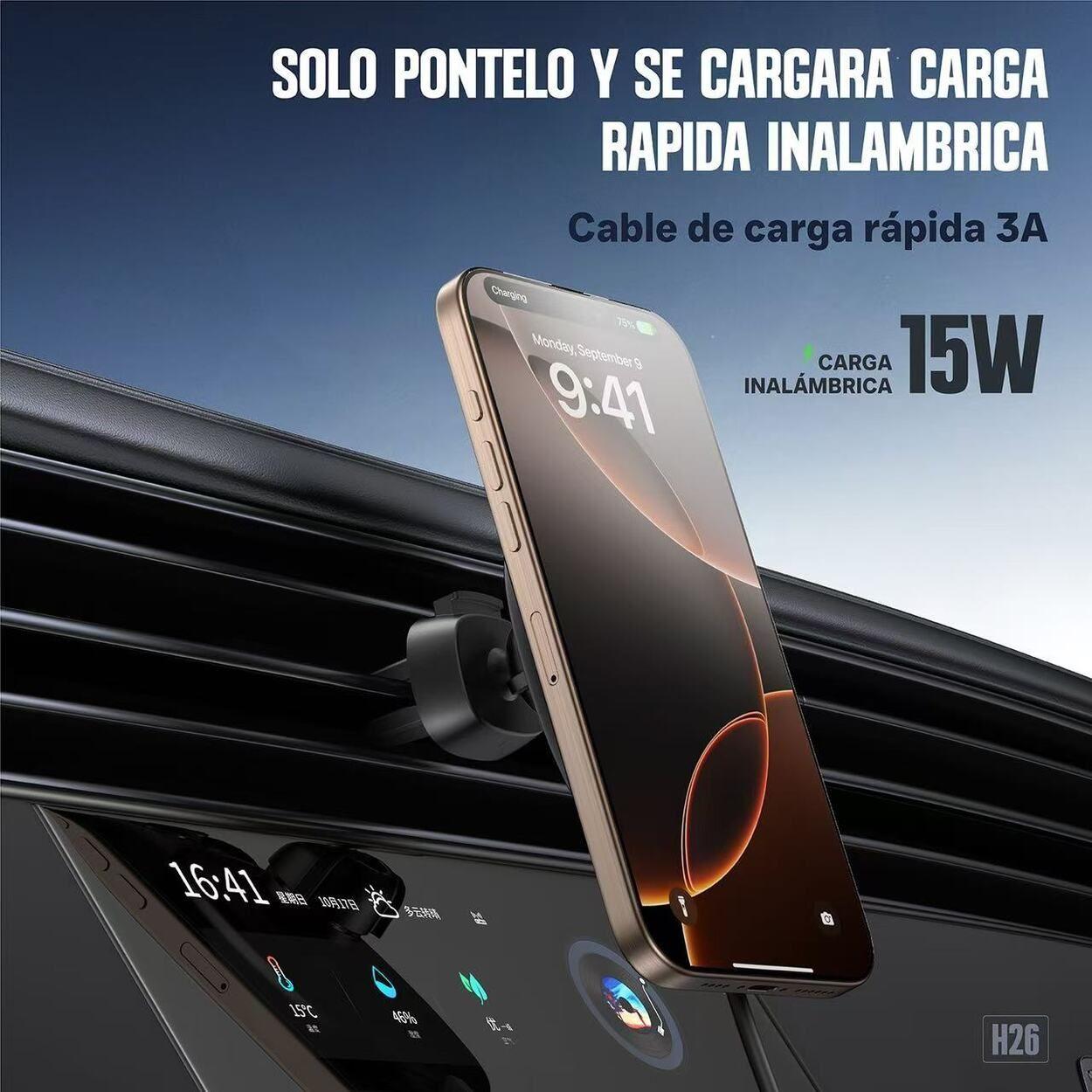 Soporte Magn tico de Auto Para Tel fonos Con Carga Inal mbrica Magn tica Kbod H26-2