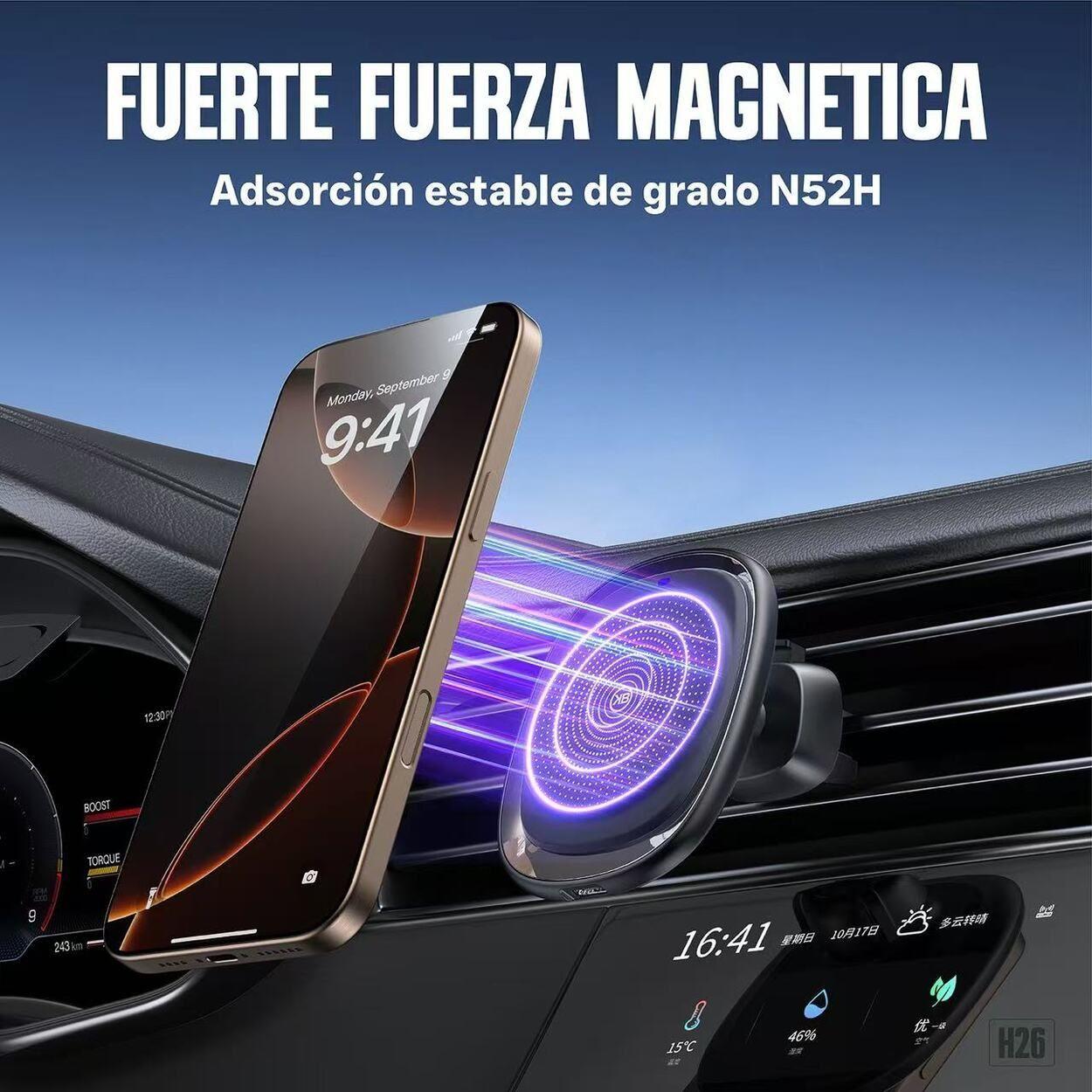 Soporte Magn tico de Auto Para Tel fonos Con Carga Inal mbrica Magn tica Kbod H26-5