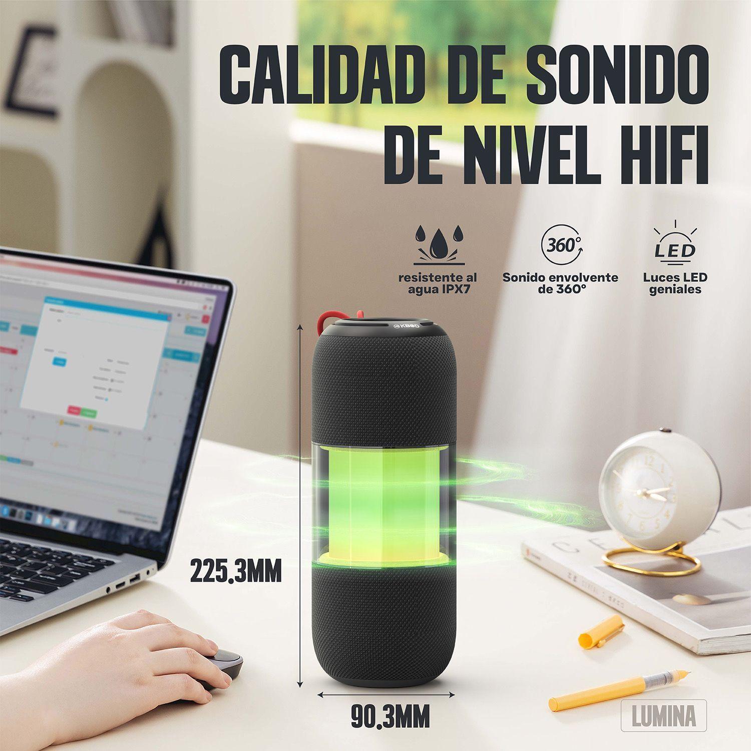 Parlante Bluetooth Kbod Lumina Luz Led Rgb Sonido 360 Sumergible IPX7-6