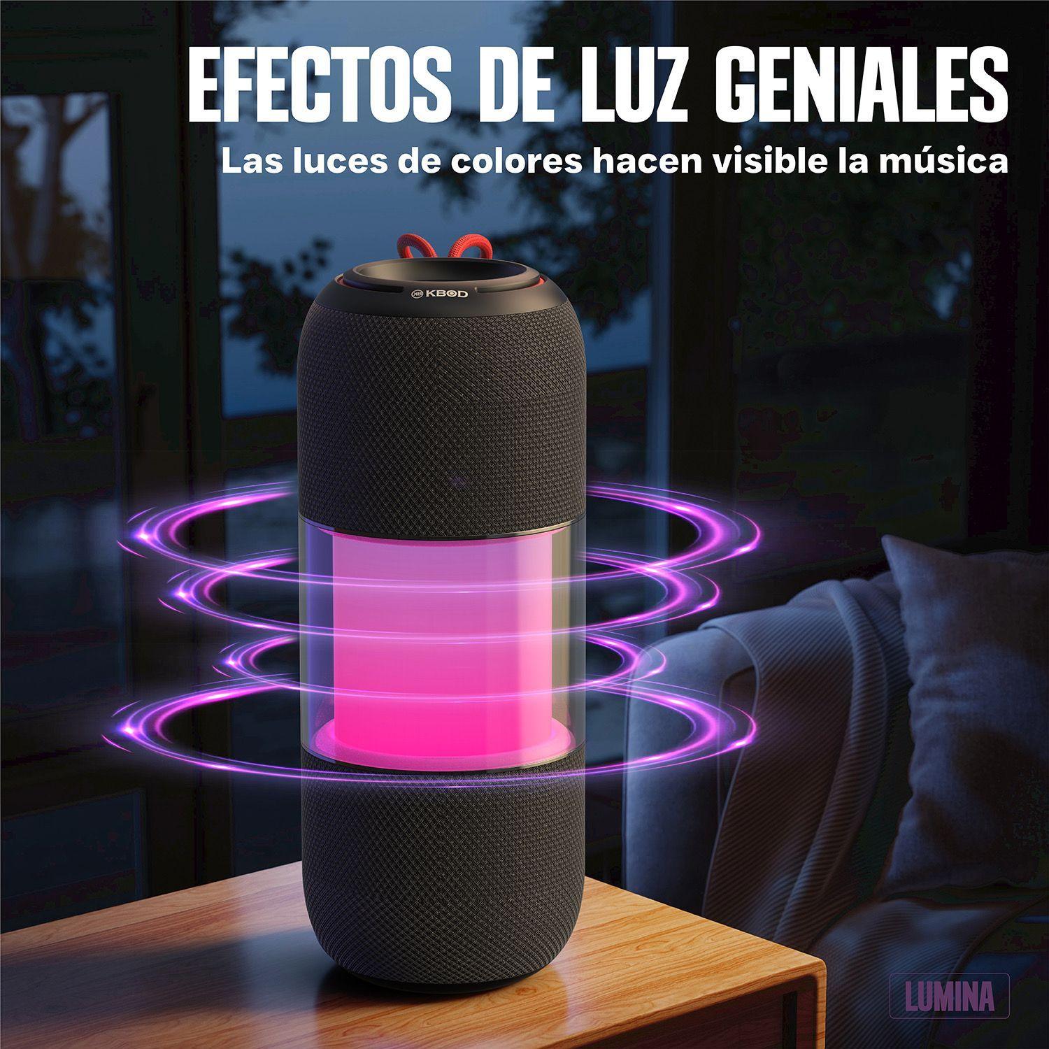Parlante Bluetooth Kbod Lumina Luz Led Rgb Sonido 360 Sumergible IPX7-8