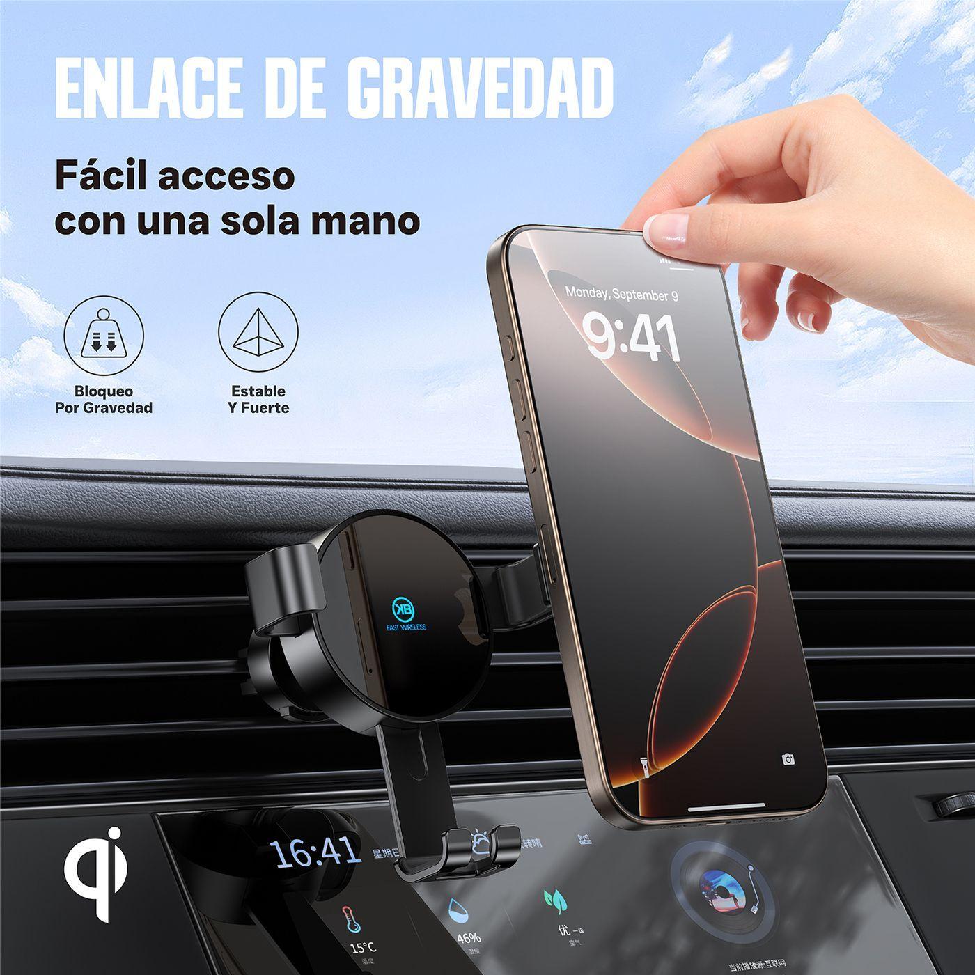 Soporte De Celular Para Auto Kbod H21 Con Cargador Negro-3