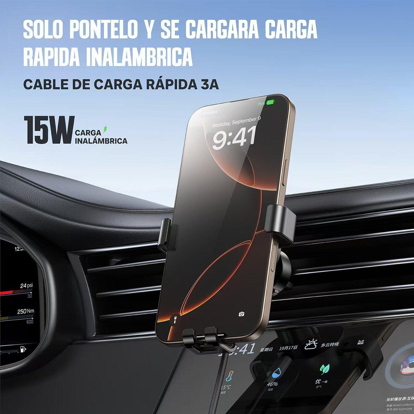 Soporte De Celular Para Auto Kbod H21 Con Cargador Negro-4