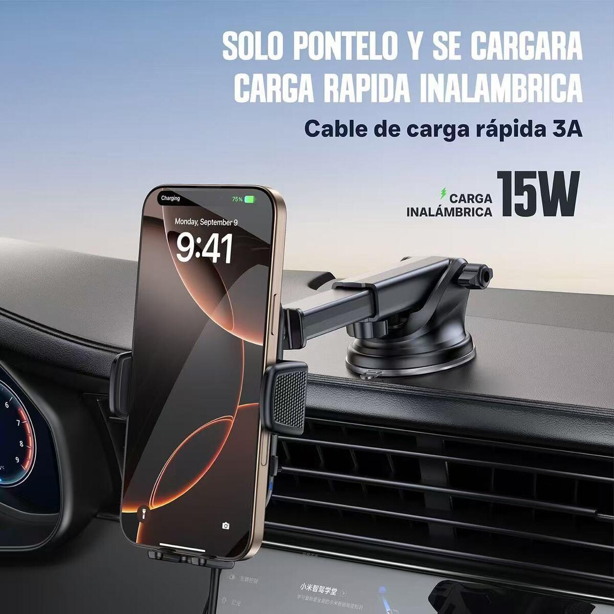 Soporte De Telefono Para Auto Con Cargador Kbod H22 Negro-1