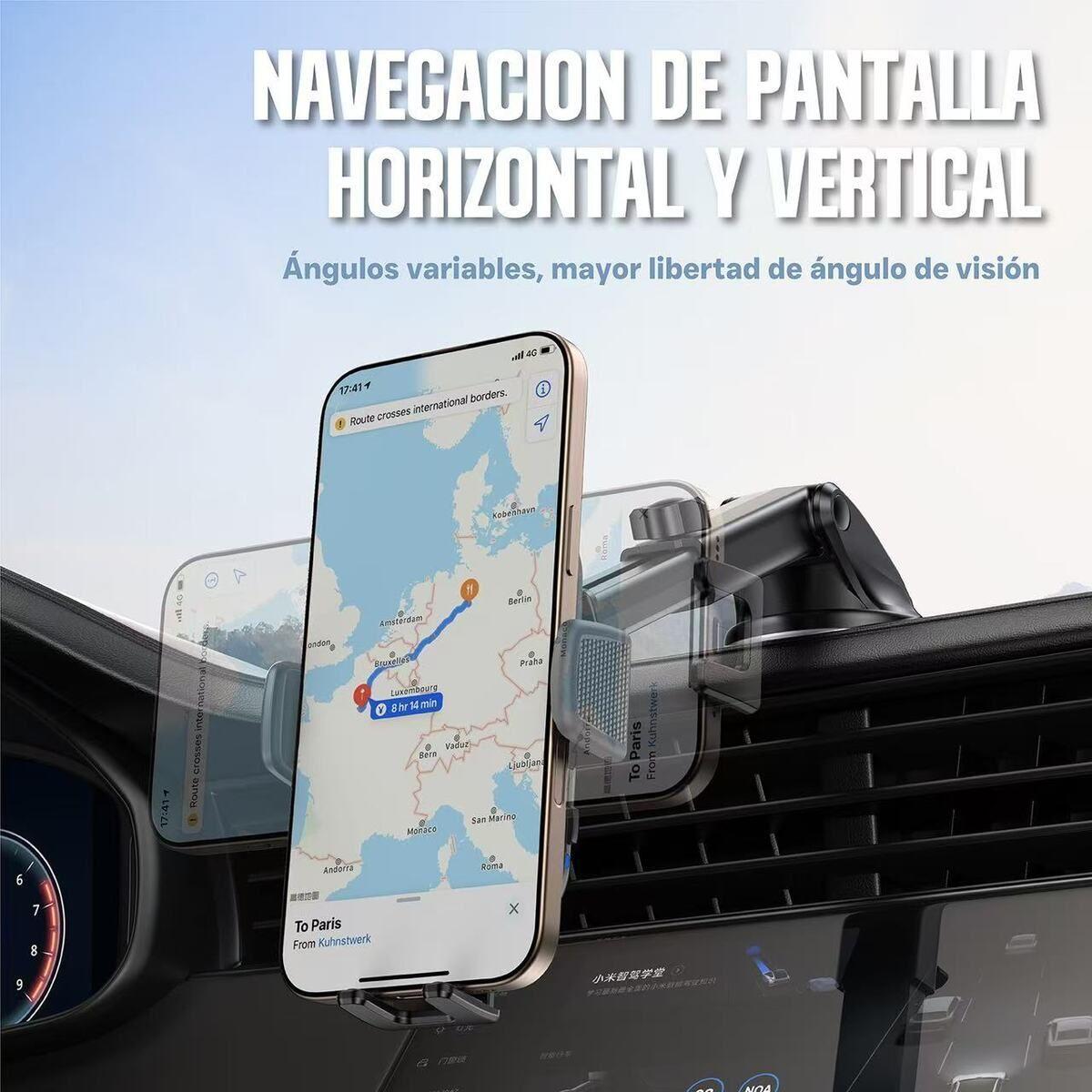 Soporte De Telefono Para Auto Con Cargador Kbod H22 Negro-4