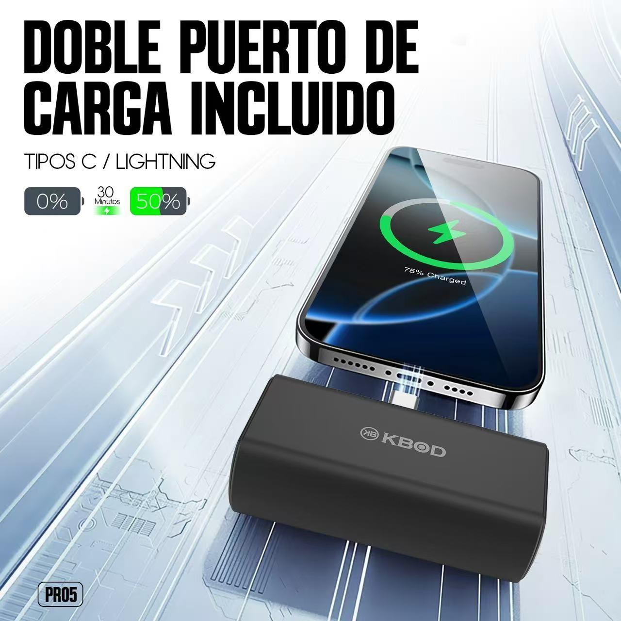 Batería Power Bank 5000 Mah Kbod Mini Pr05 Dual Hasta 20w-8