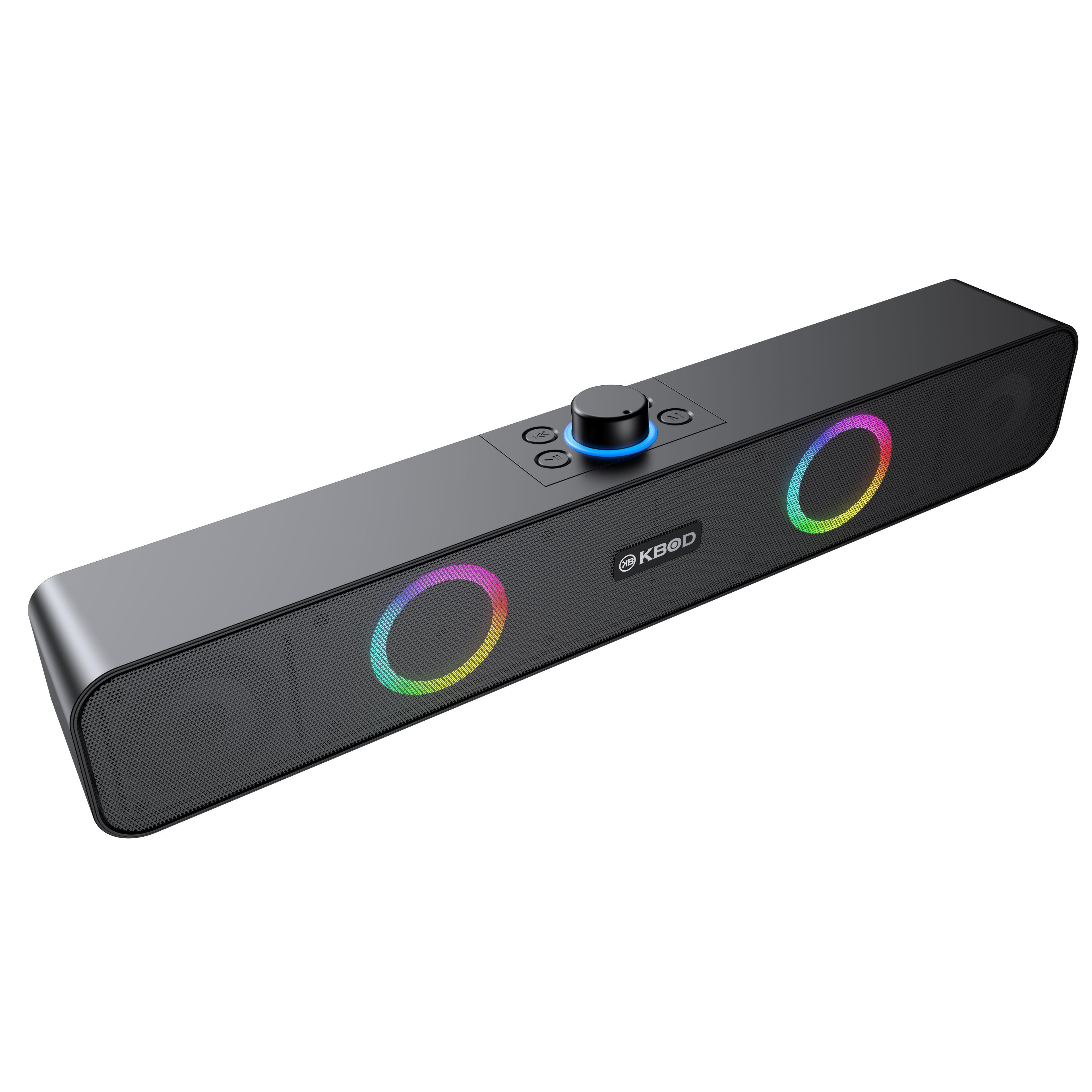 Soundbar Parlante Barra de Sonido Bluetooth Tws Gamer Kbod Bc70 10w Luz Rgb Negro-0