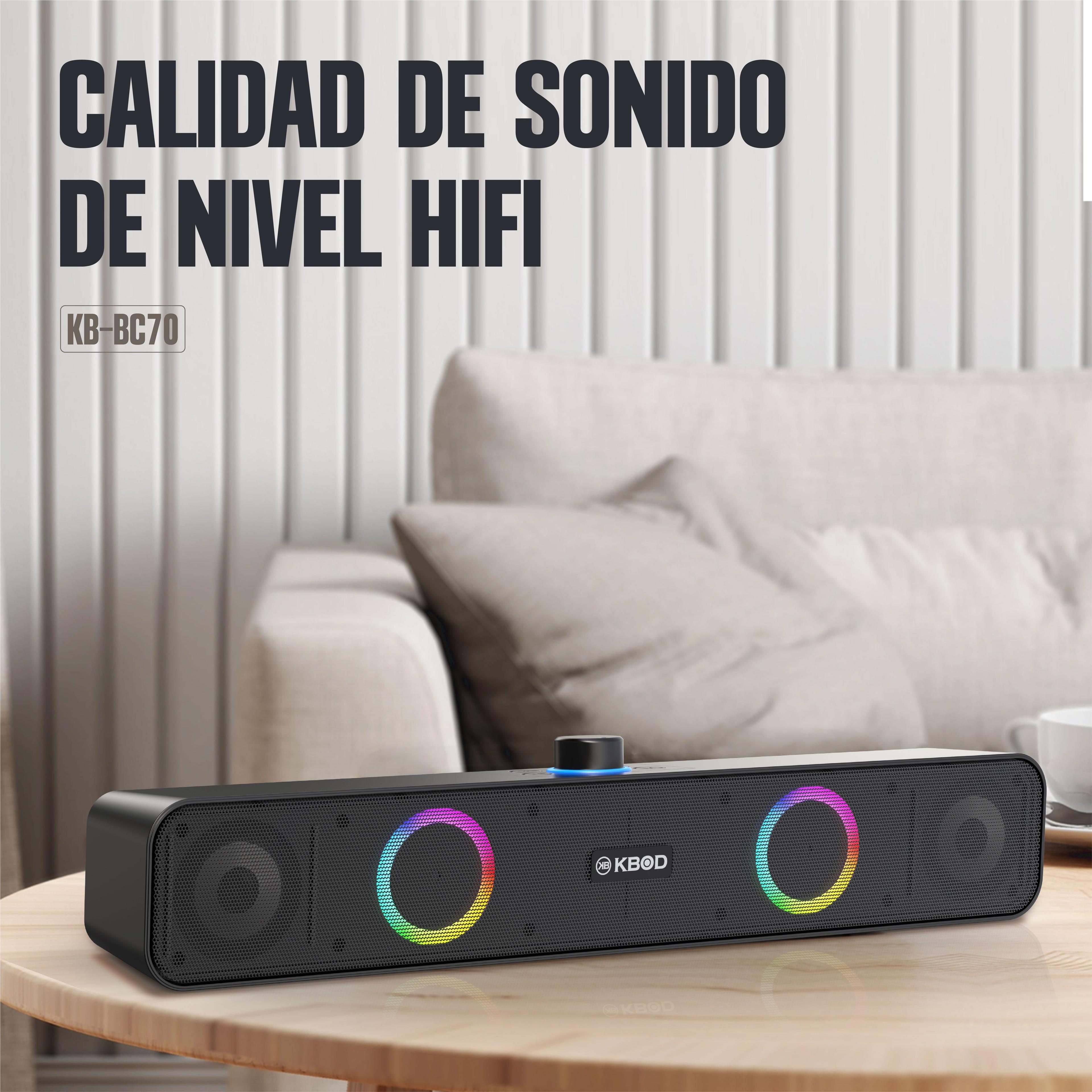 Soundbar Parlante Barra de Sonido Bluetooth Tws Gamer Kbod Bc70 10w Luz Rgb Negro-2