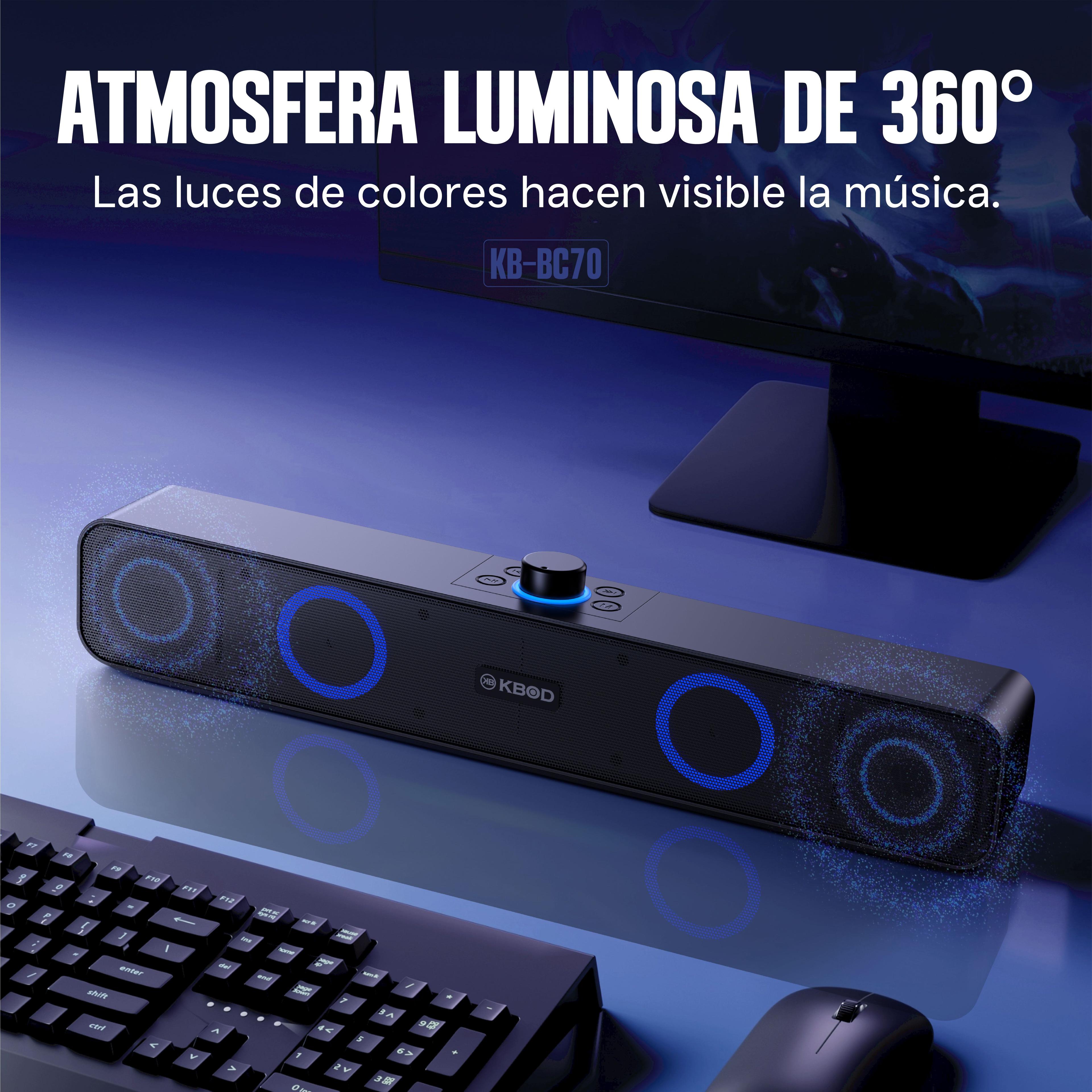 Soundbar Parlante Barra de Sonido Bluetooth Tws Gamer Kbod Bc70 10w Luz Rgb Negro-3