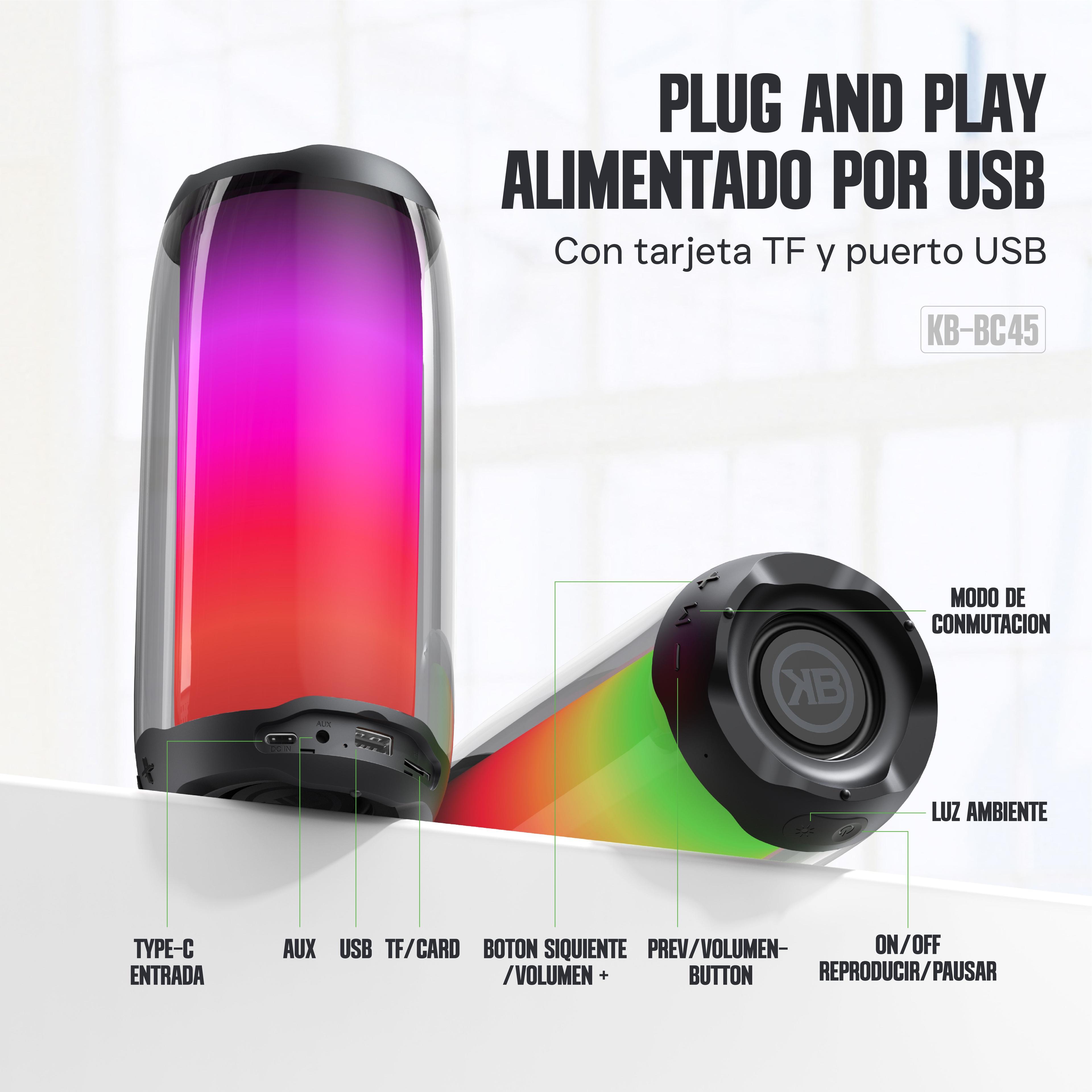 Parlante Bluetooth Tws Pulse Pro Kbod Kb-bc45 Sonido 360 10h-5