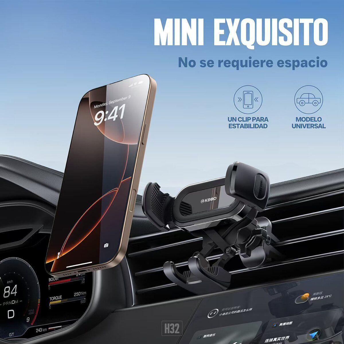 Mini Soporte De Teléfono Universal Para Auto Kbod H32 Negro-4