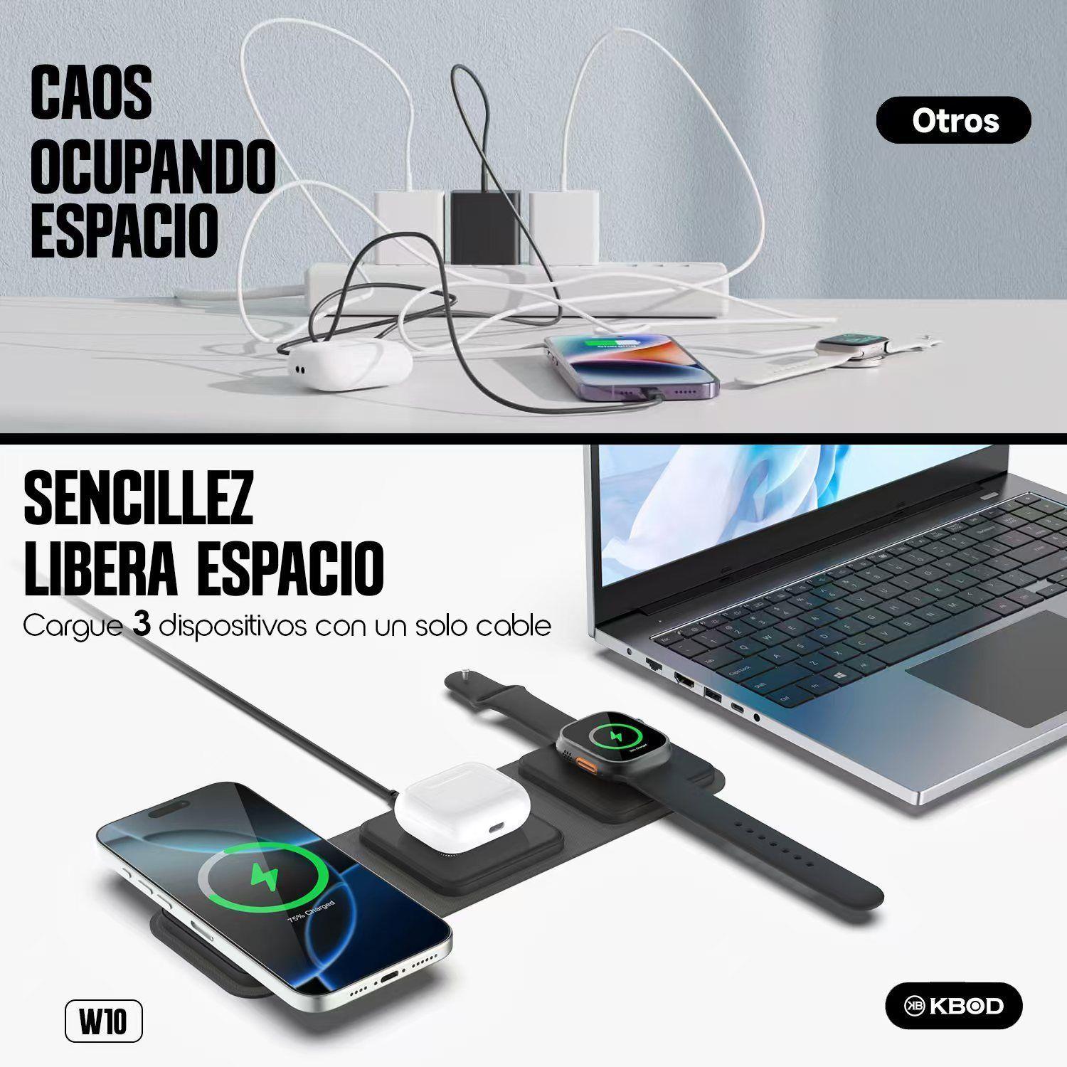 Base Cargador Soporte Inalambrico Plegable 3 en 1 Magsafe 15w Kbod W10-4