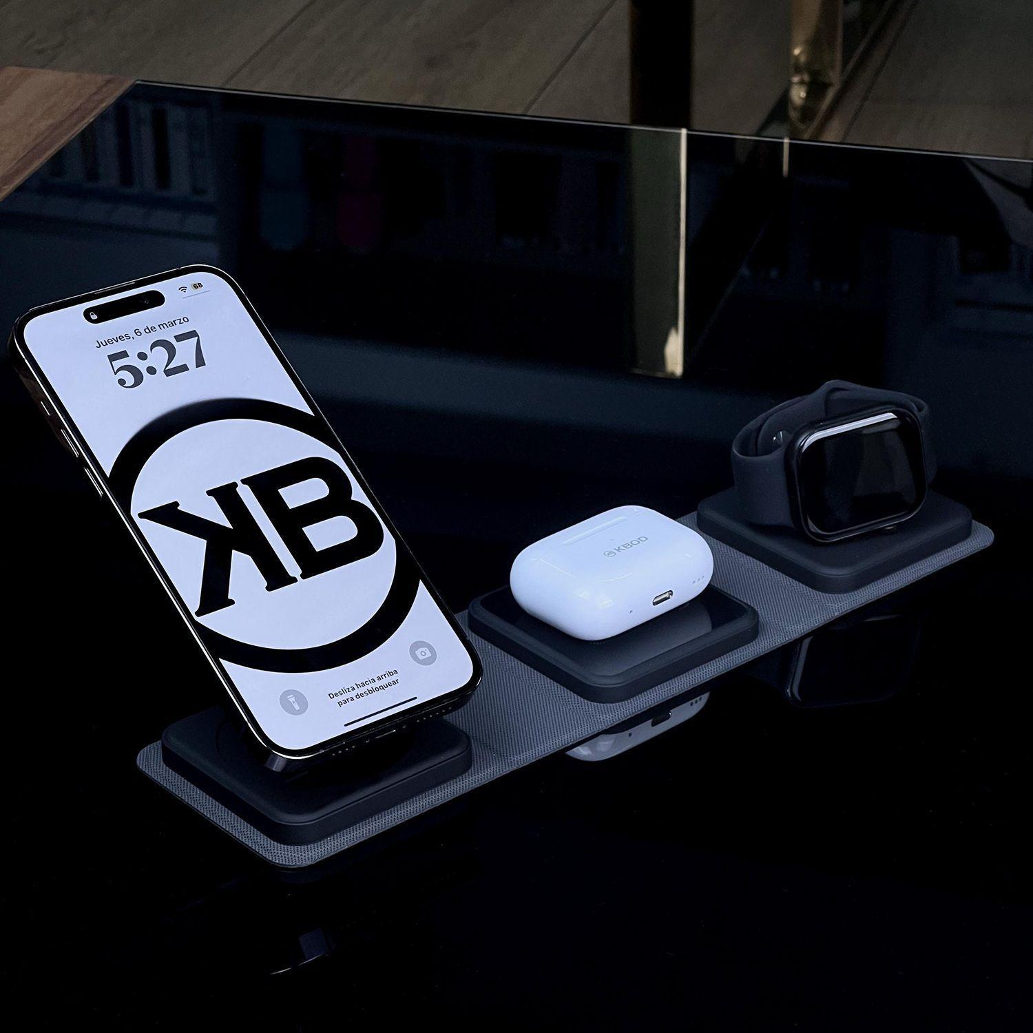 Base Cargador Soporte Inalambrico Plegable 3 en 1 Magsafe 15w Kbod W10-6