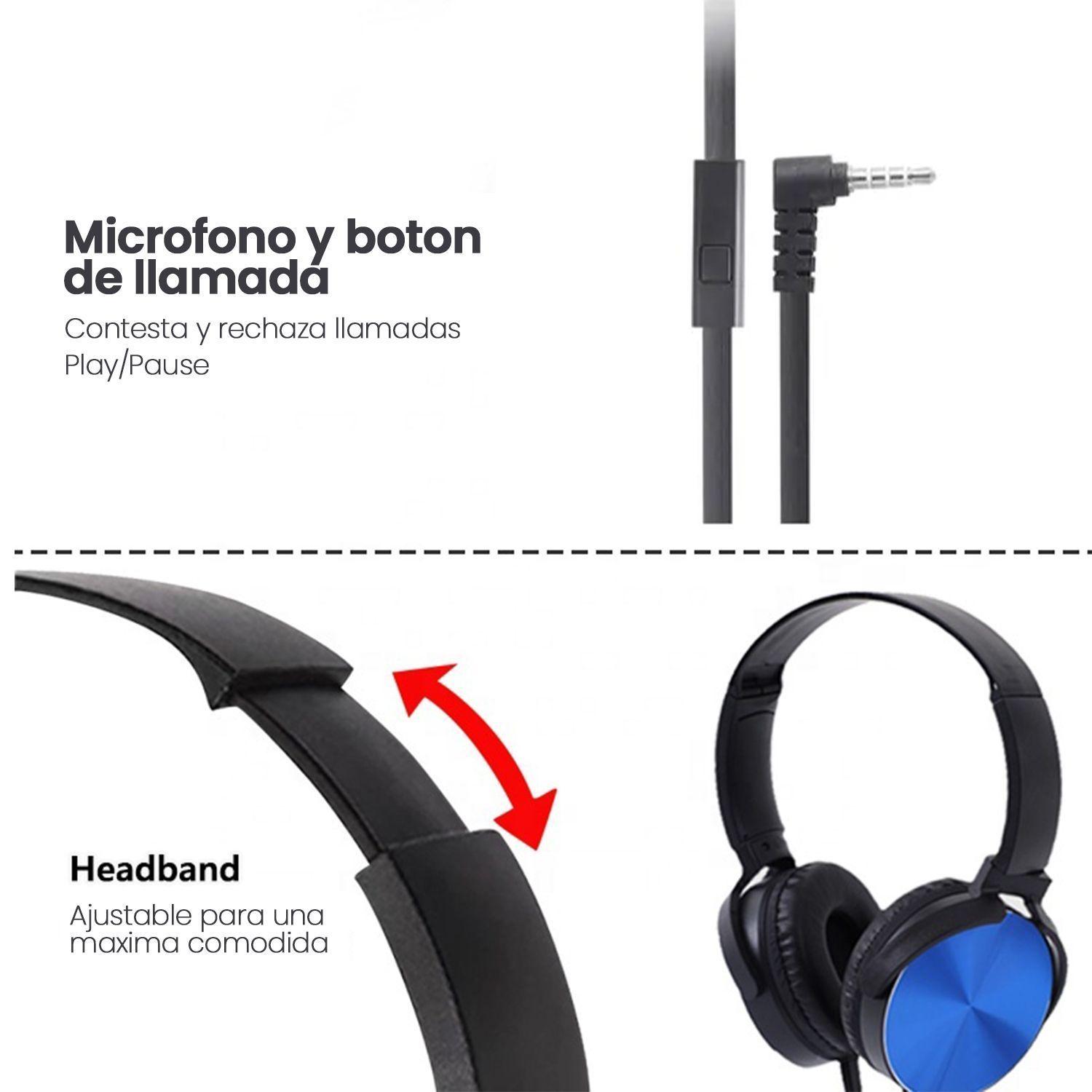 Audifonos Headband Extra Bass Con Cable Y Microfono Kbod I15 Colores-4