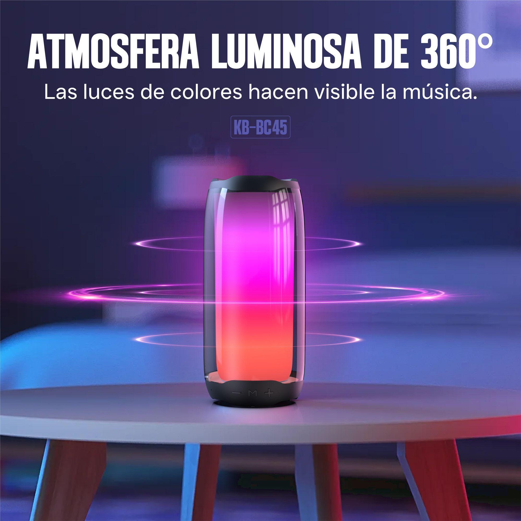 Parlante Inal mbrico Bluetooth Pulse Pro Kbod KB BC45 Sonido 360 Luz RGB-7
