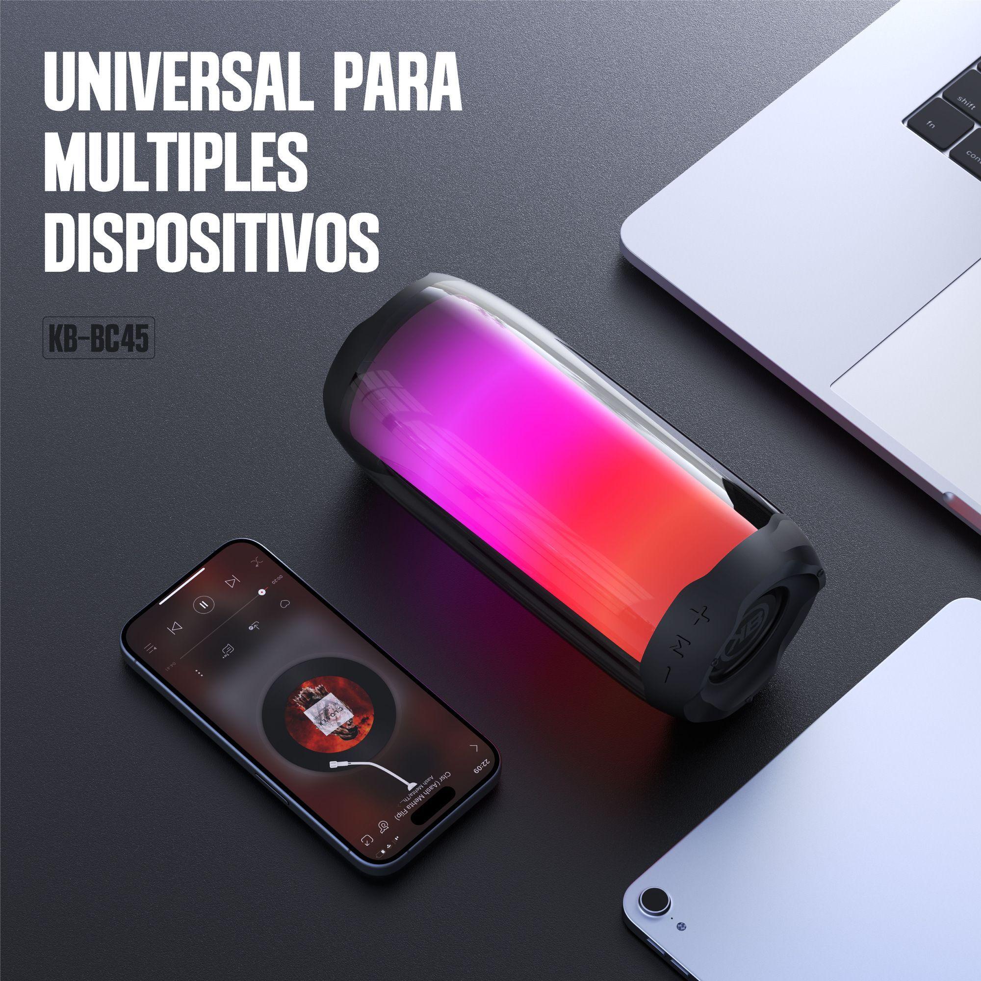 Parlante Inal mbrico Bluetooth Pulse Pro Kbod KB BC45 Sonido 360 Luz RGB-8