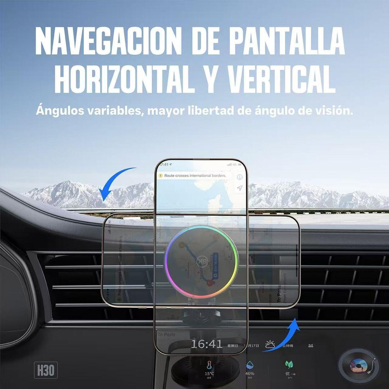 Soporte Magn tico Porta Celular Para Autos N52 15w Kbod H30 Negro-2