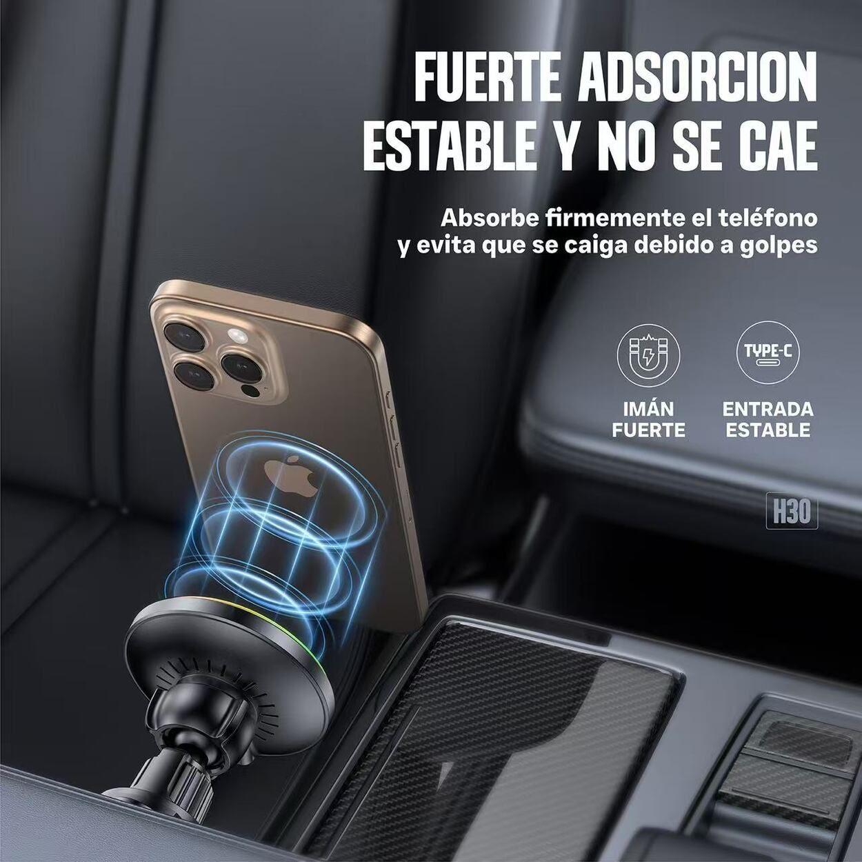 Soporte Magn tico Porta Celular Para Autos N52 15w Kbod H30 Negro-3