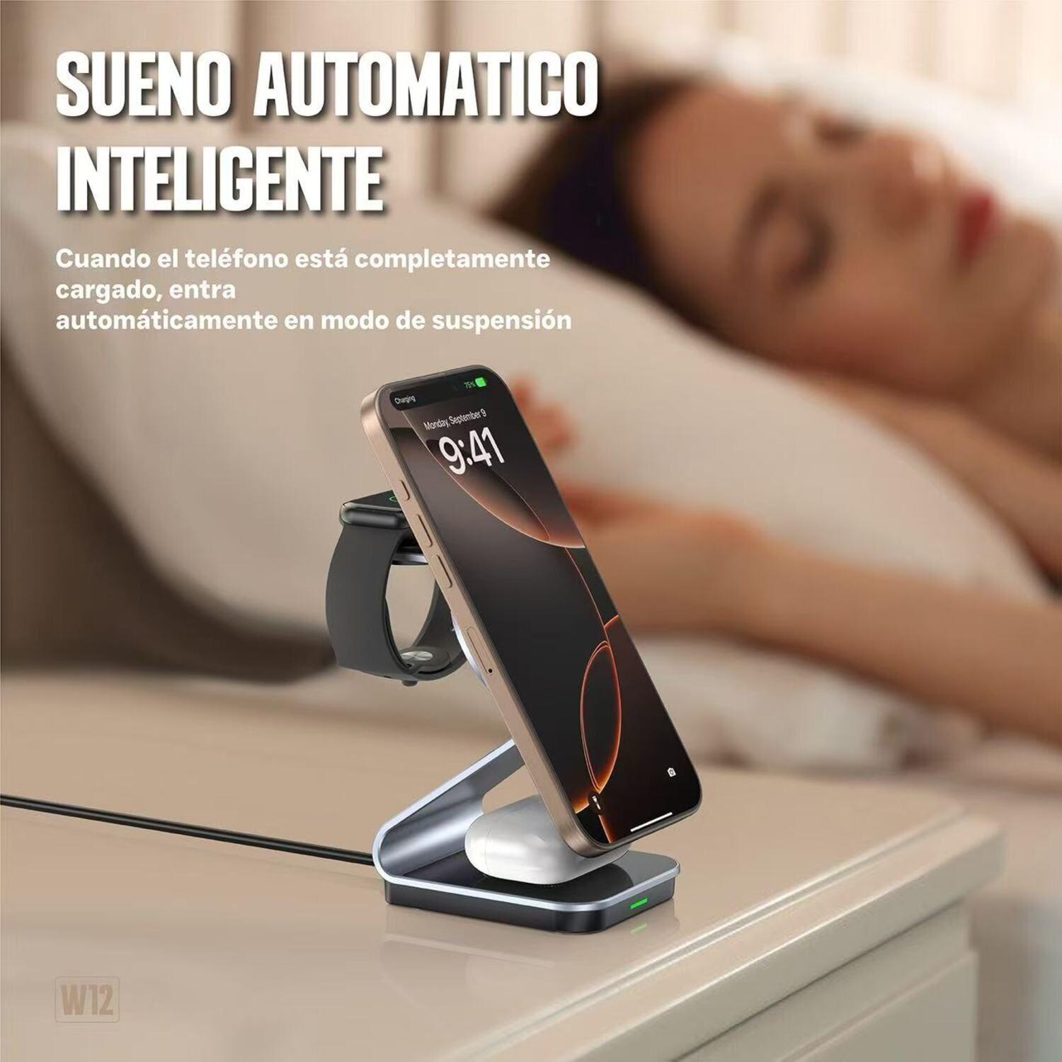 Base Soporte Inal mbrico de Carga Magn tica 3 en 1 Kbod W12-4
