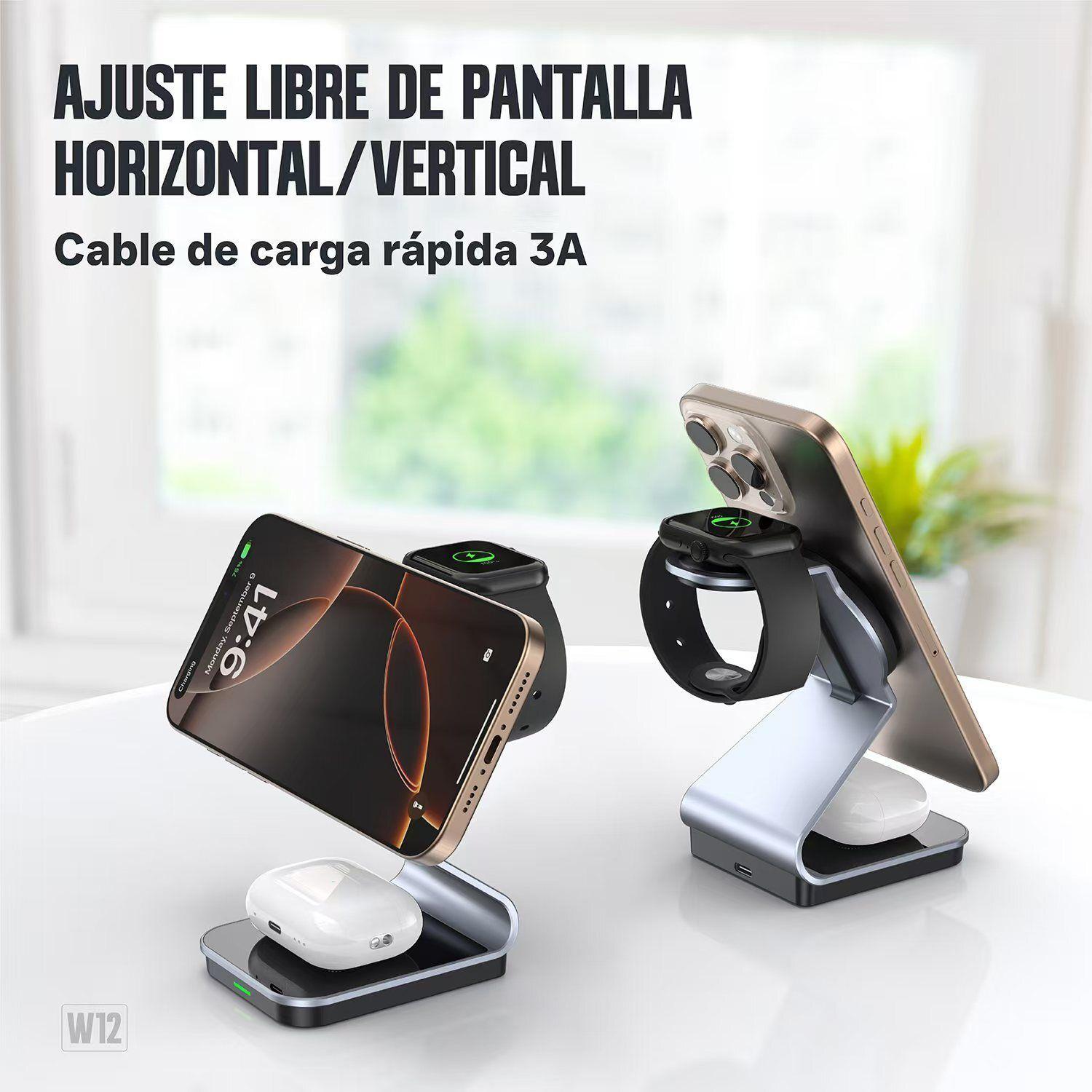 Base Soporte Inal mbrico de Carga Magn tica 3 en 1 Kbod W12-5