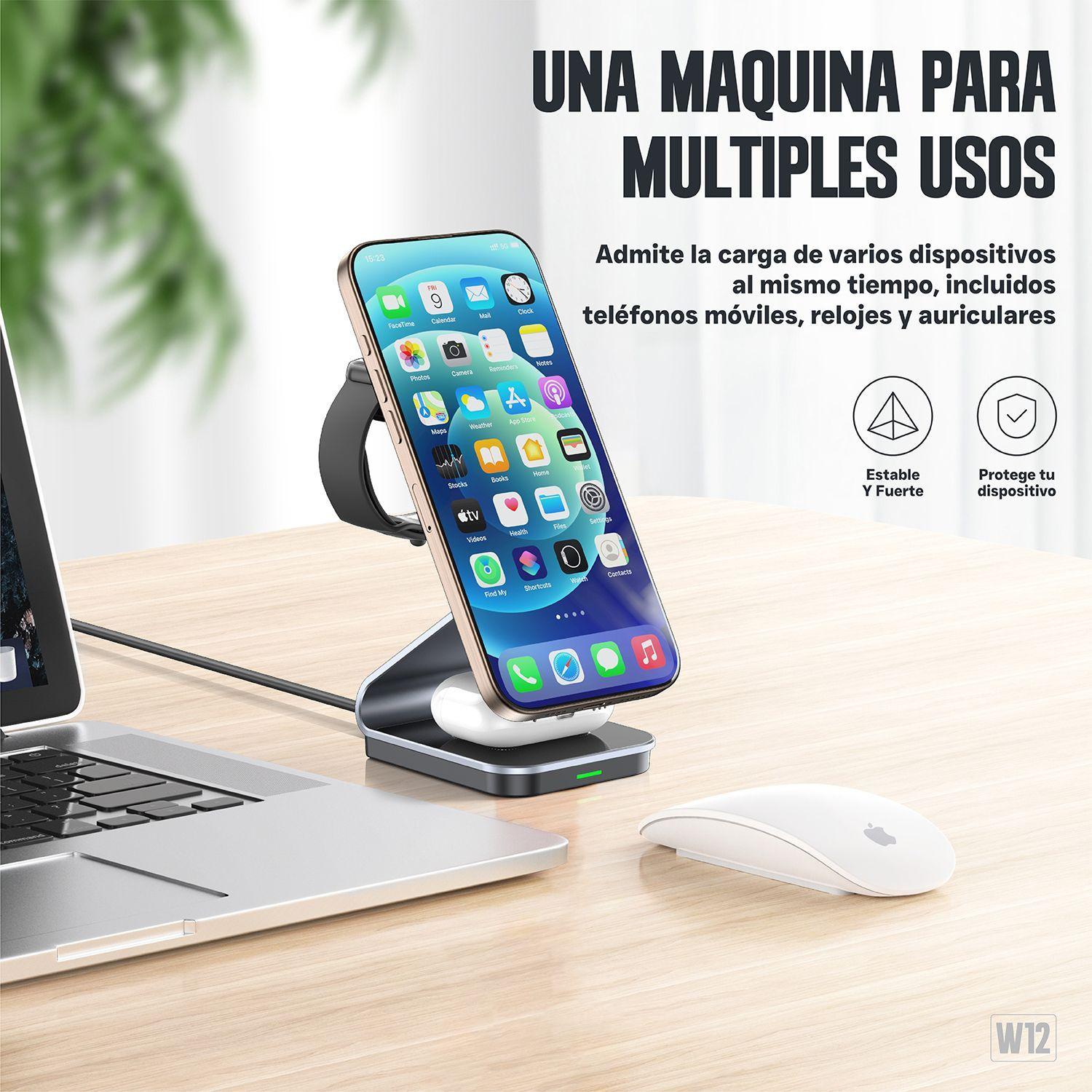 Base Soporte Inal mbrico de Carga Magn tica 3 en 1 Kbod W12-6