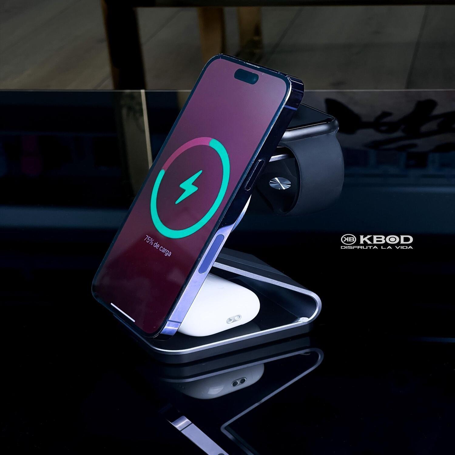 Base Soporte Inal mbrico de Carga Magn tica 3 en 1 Kbod W12-8