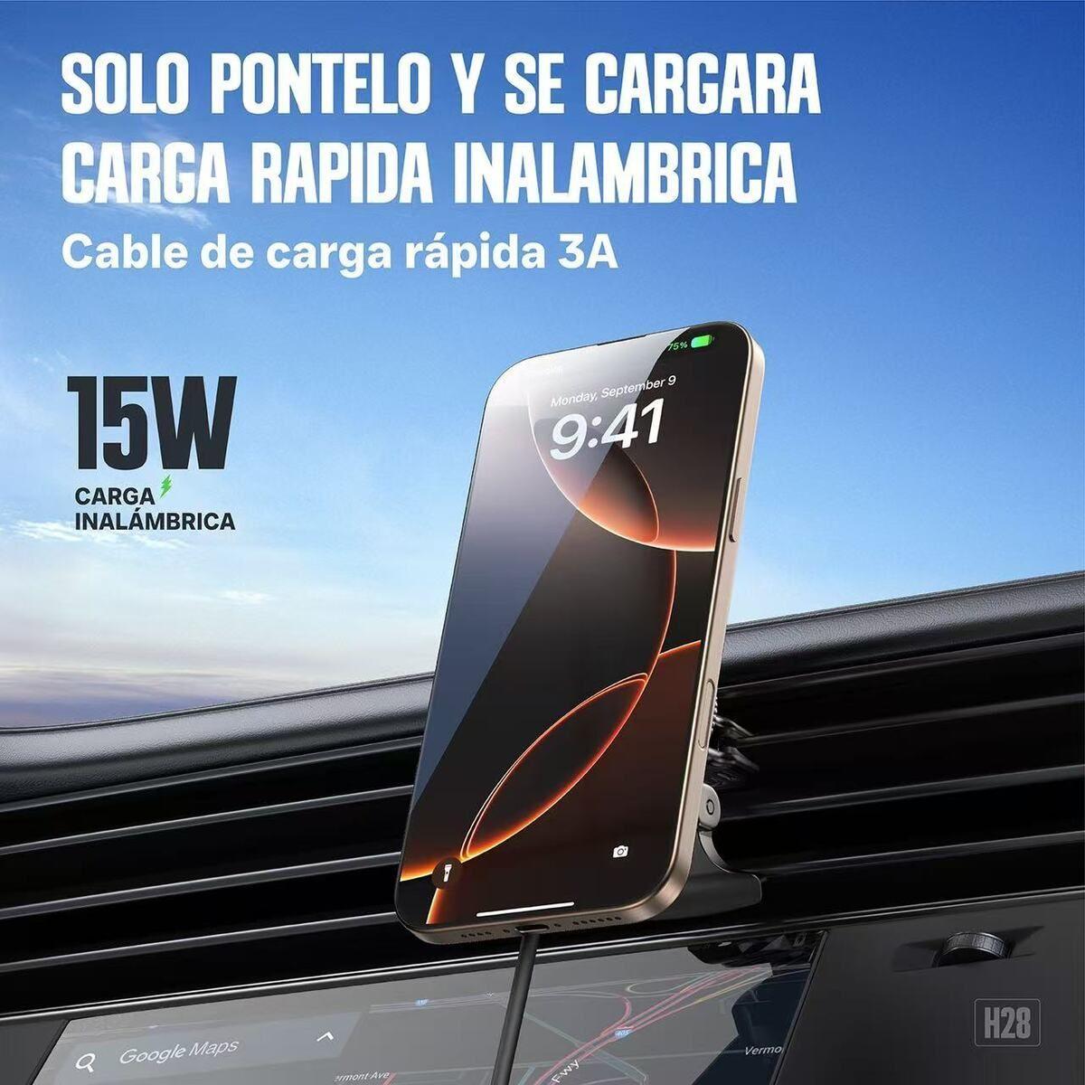 Soporte De Telefono Para Auto Rejilla Con Cargador Kbod H28-3