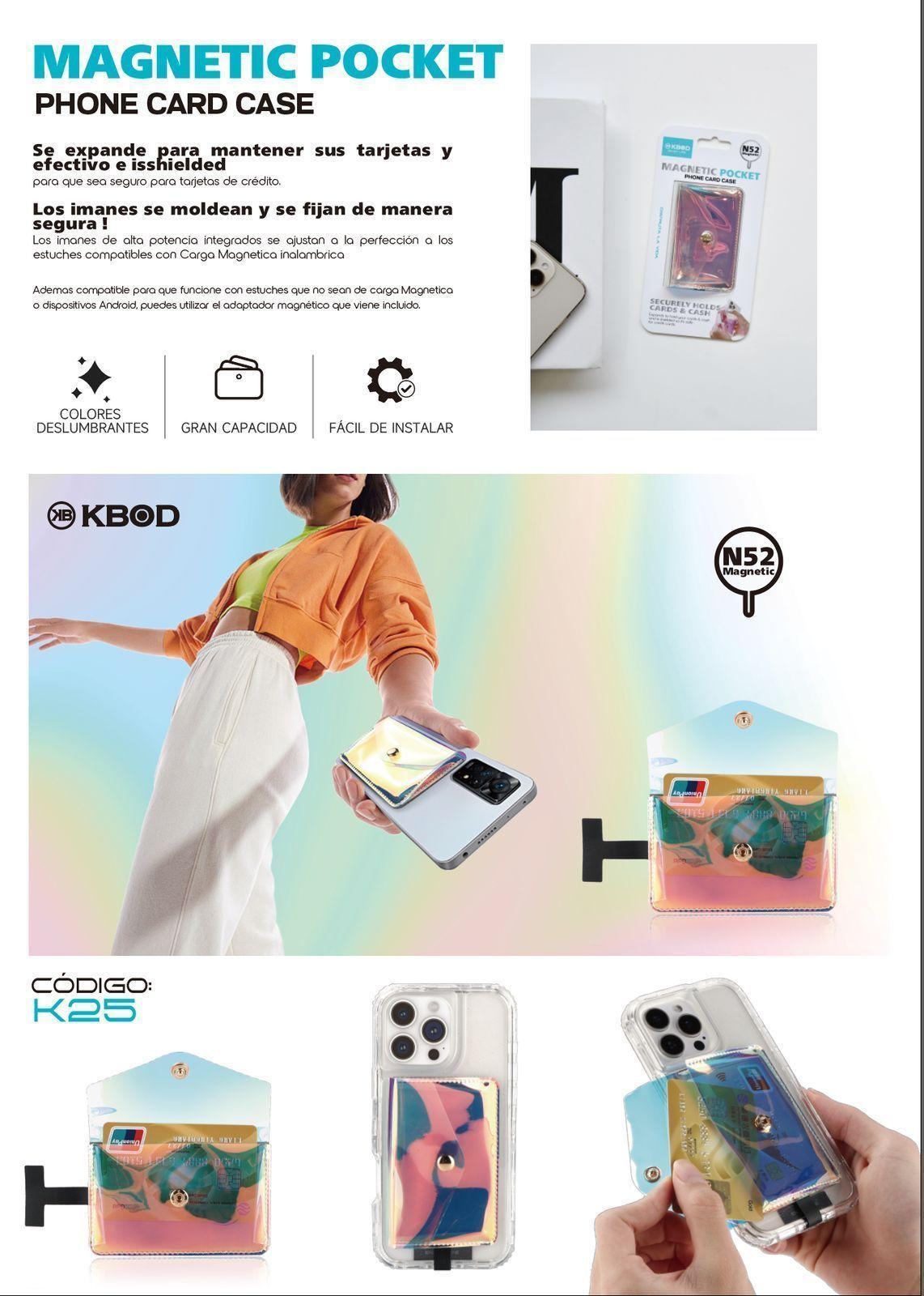 Tarjetero Wallet Magnetica Para iPhone Con Sujetador Tornasol KBOD K25-3