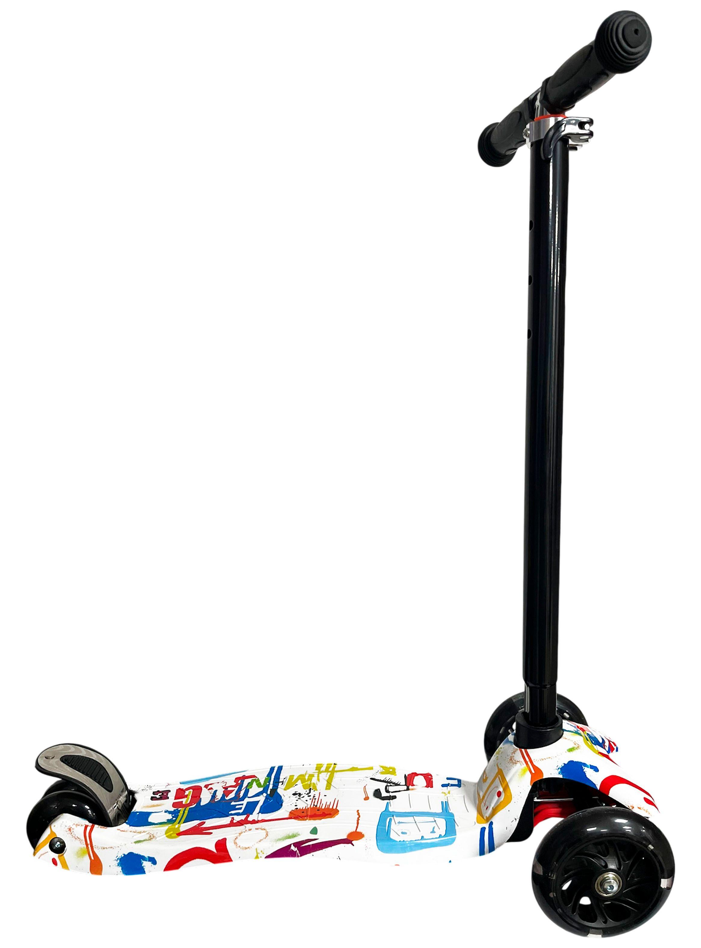 Monopatin Scooter Infantil Plegable 4 Ruedas Con Luz Blanco-2