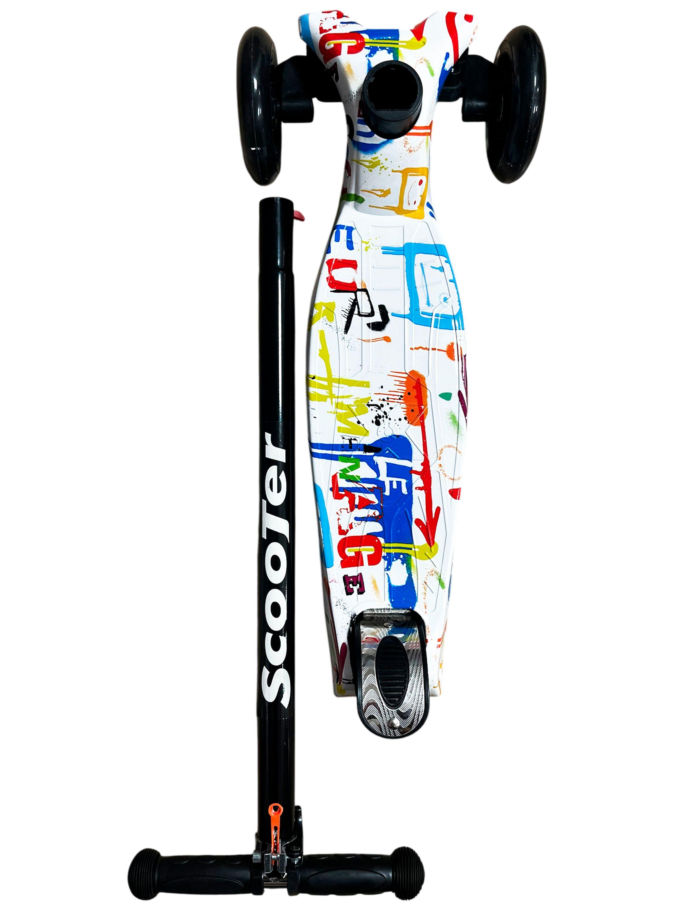 Monopatin Scooter Infantil Plegable 4 Ruedas Con Luz Blanco-3