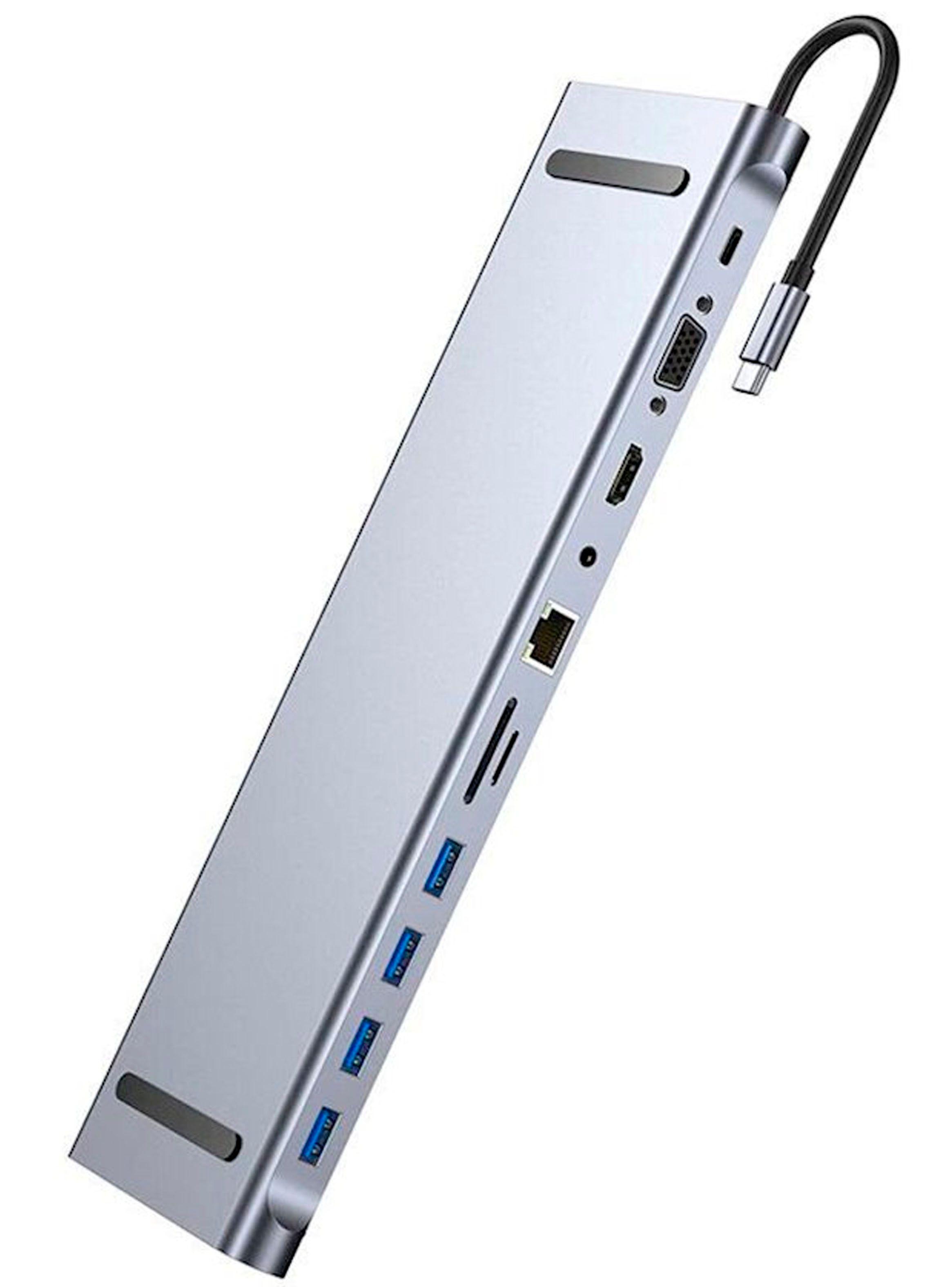 Adaptador Tipo C 11 En 1 HDMI+Aux+SD+TF+PD+Lan+VGA-0
