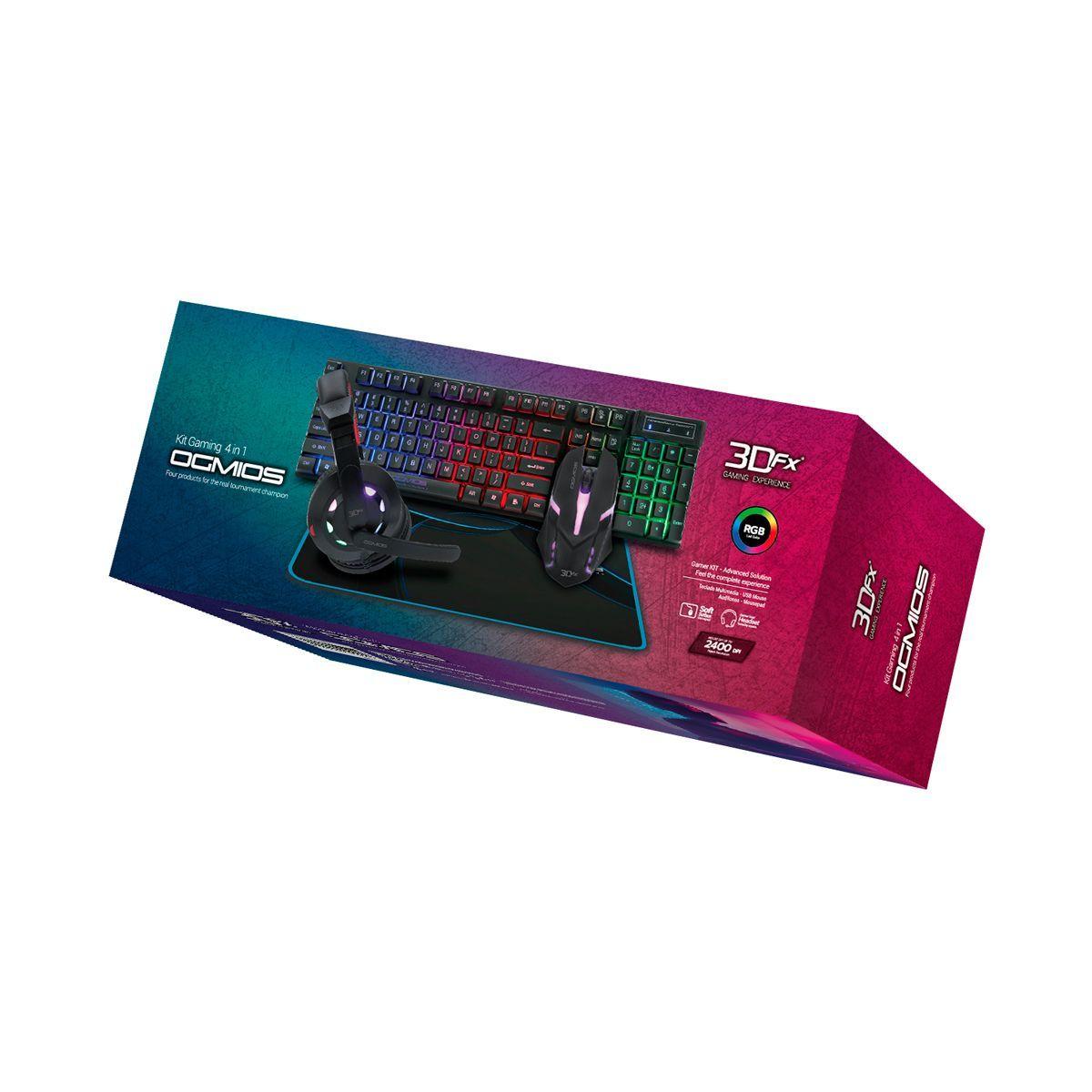 Pack Gamer Teclado + Mouse + Mouse Pad + Audifono Gamer 3DXF-5